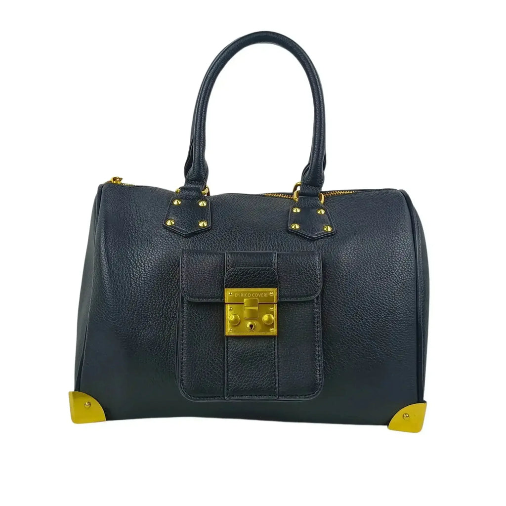 Borsa Dottore Enrico Pelle Nera Con Tracolla Removibile
