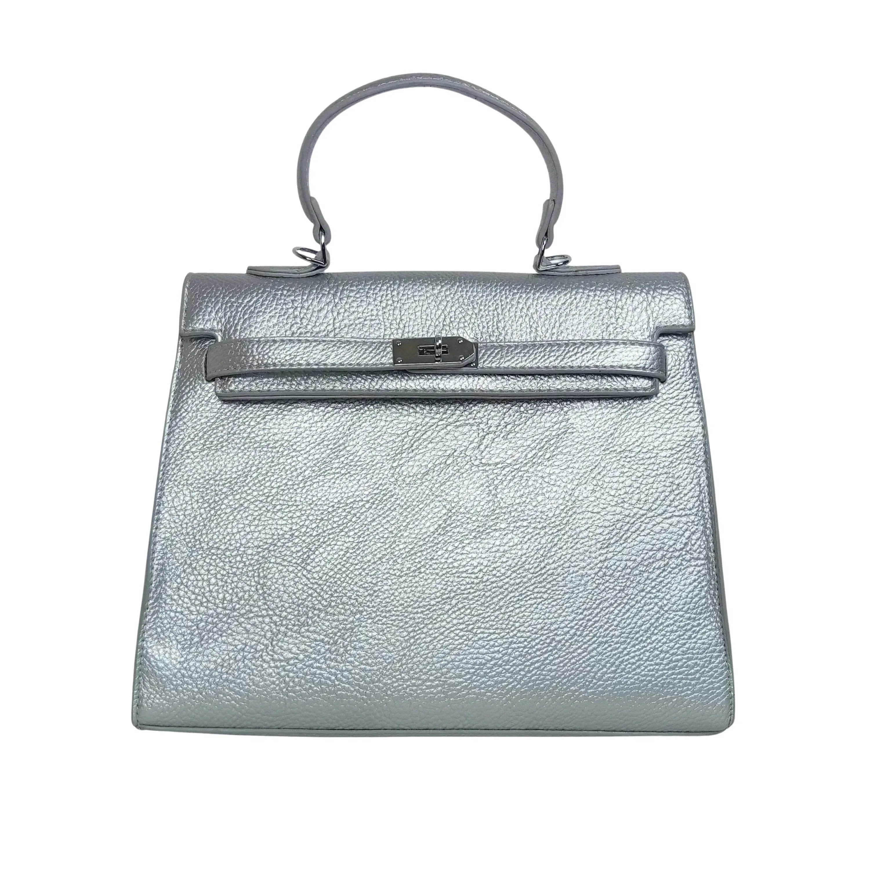 Borsa Gialla Con Dettagli In Metallo Argentato In Ecopelle Con Fodera In Microfibra