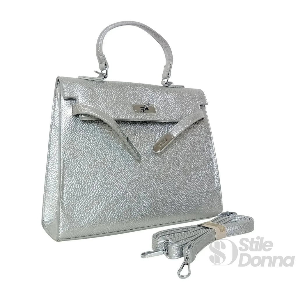 Borsa Gialla Con Dettagli In Metallo Argentato In Ecopelle Con Fodera In Microfibra