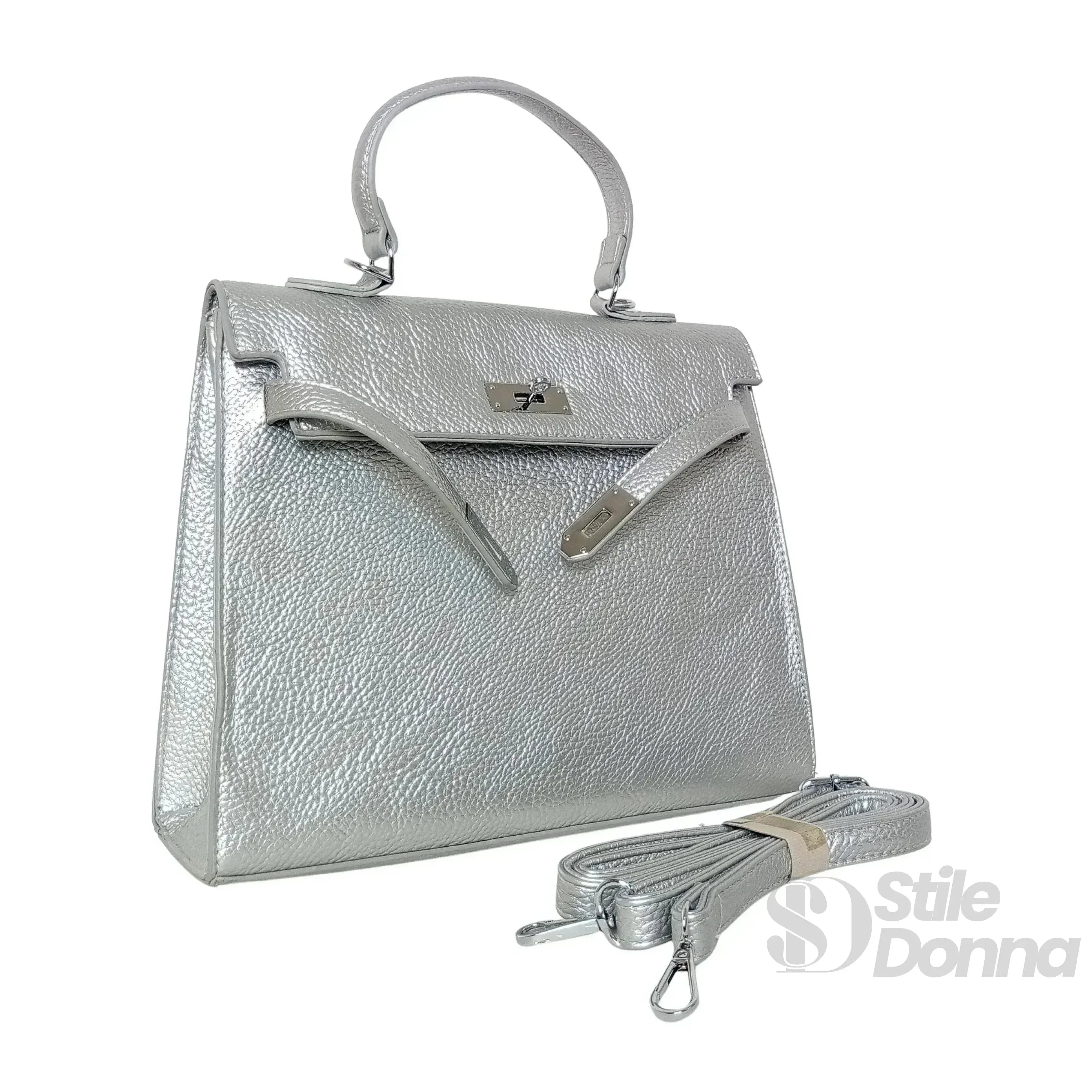 Borsa Gialla Con Dettagli In Metallo Argentato In Ecopelle Con Fodera In Microfibra