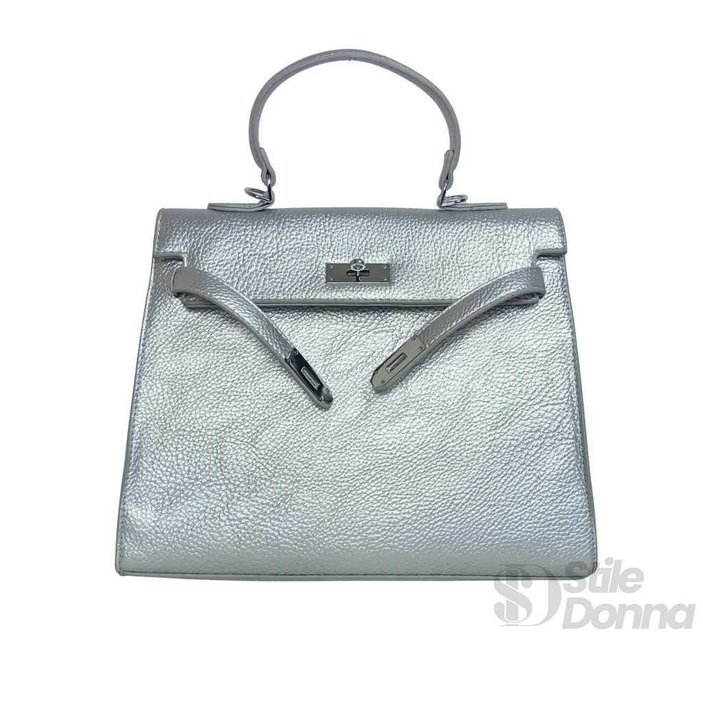 Borsa Gialla Con Dettagli In Metallo Argentato In Ecopelle Con Fodera In Microfibra