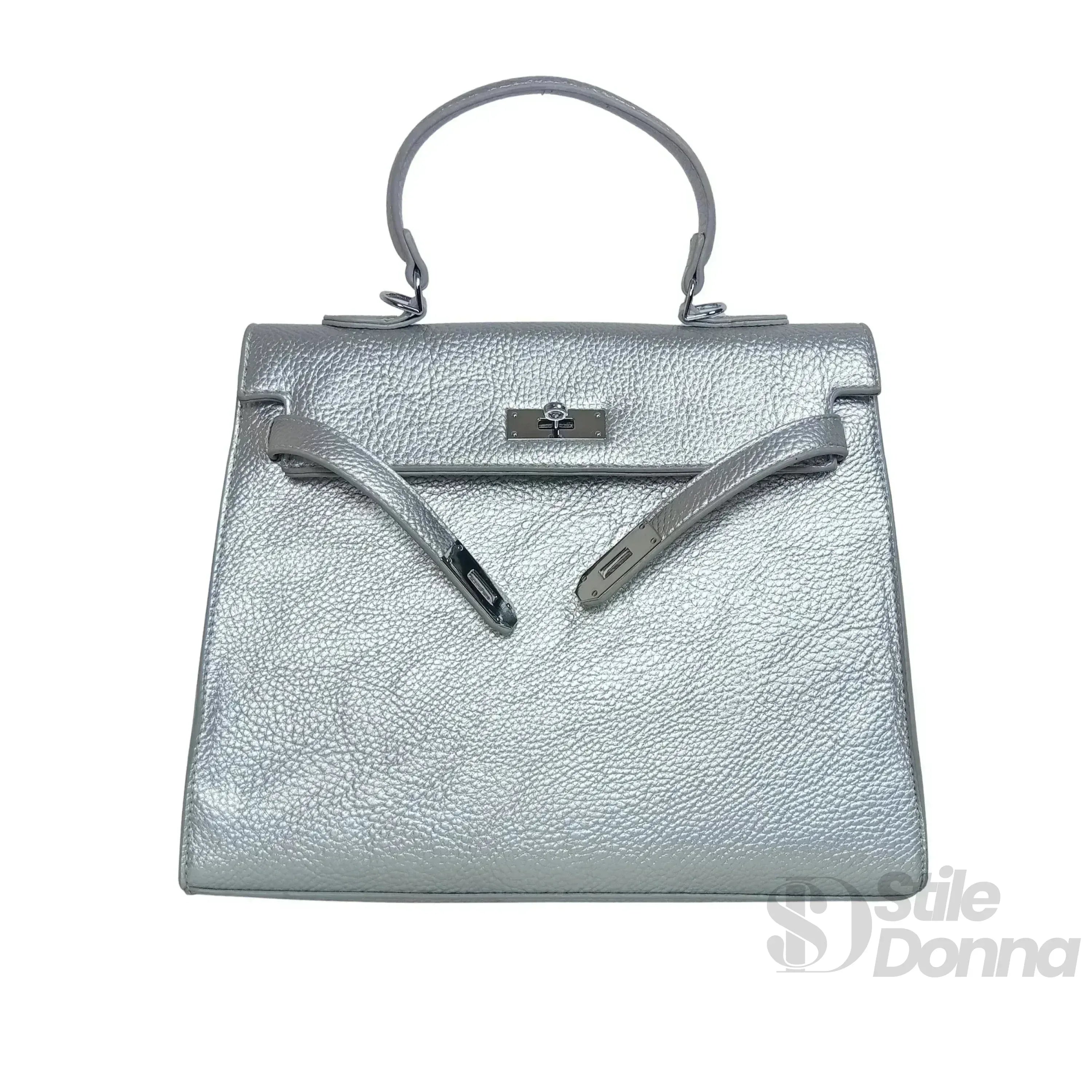 Borsa Gialla Con Dettagli In Metallo Argentato In Ecopelle Con Fodera In Microfibra