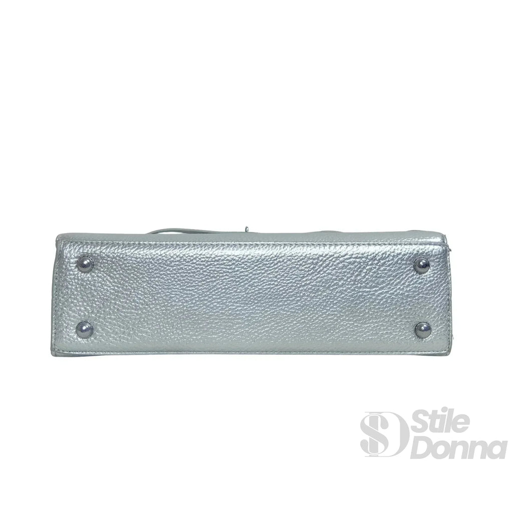 Borsa Gialla Con Dettagli In Metallo Argentato In Ecopelle Con Fodera In Microfibra