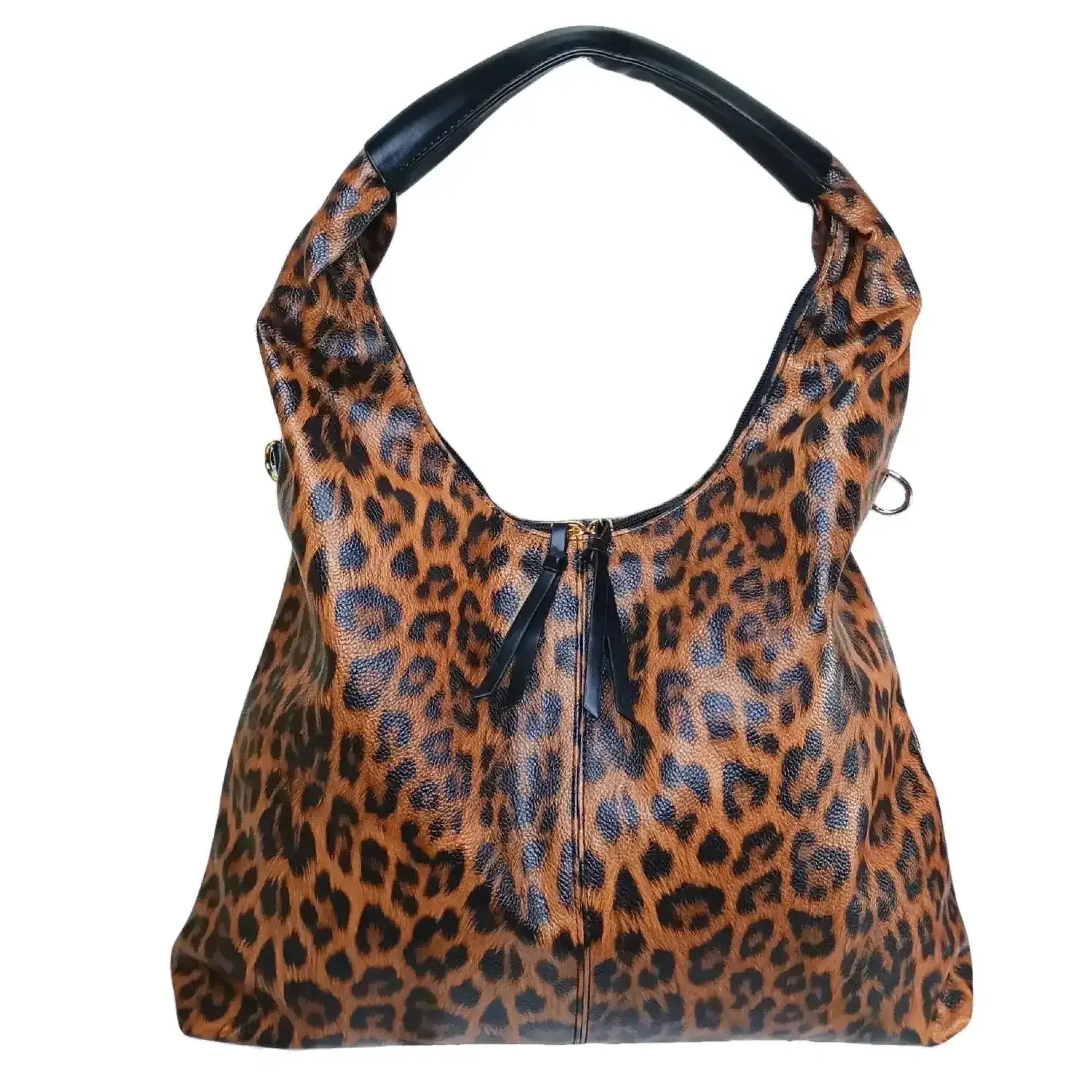 Borsa Hobo Distintiva Leopardata In Ecopelle Resistente Con Dettagli Dorati Interno Organizzato