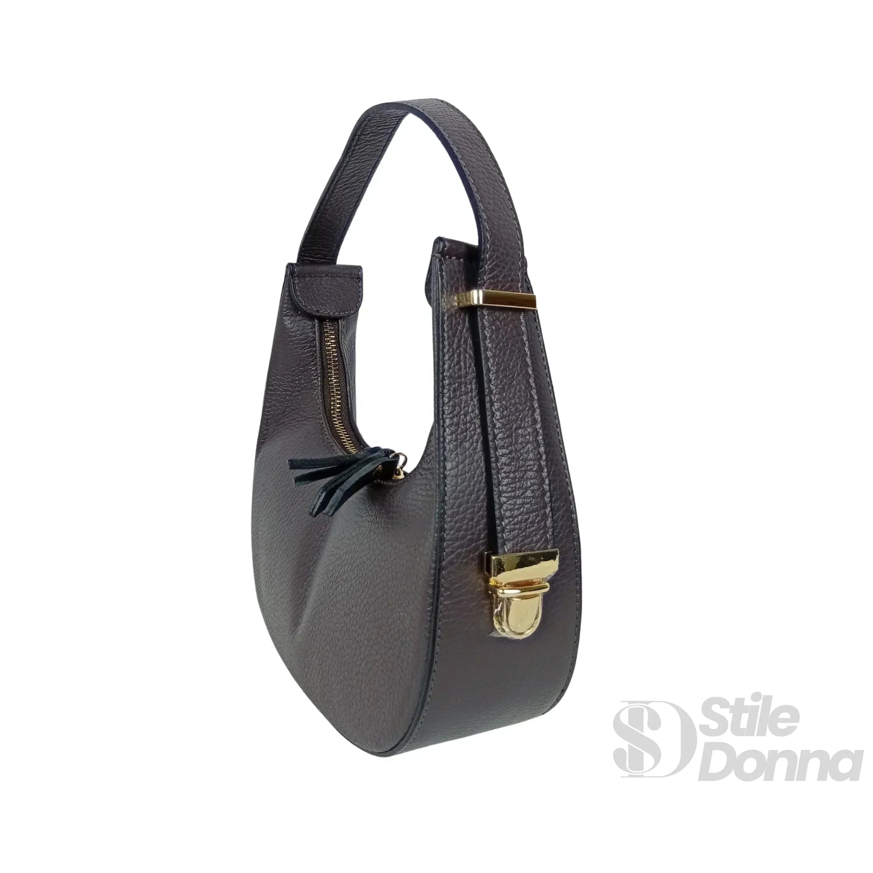 Elite Borsa Hobo Donna In Vera Pelle Con Fodera Tessuto Prodotta In Italia Modello Classico
