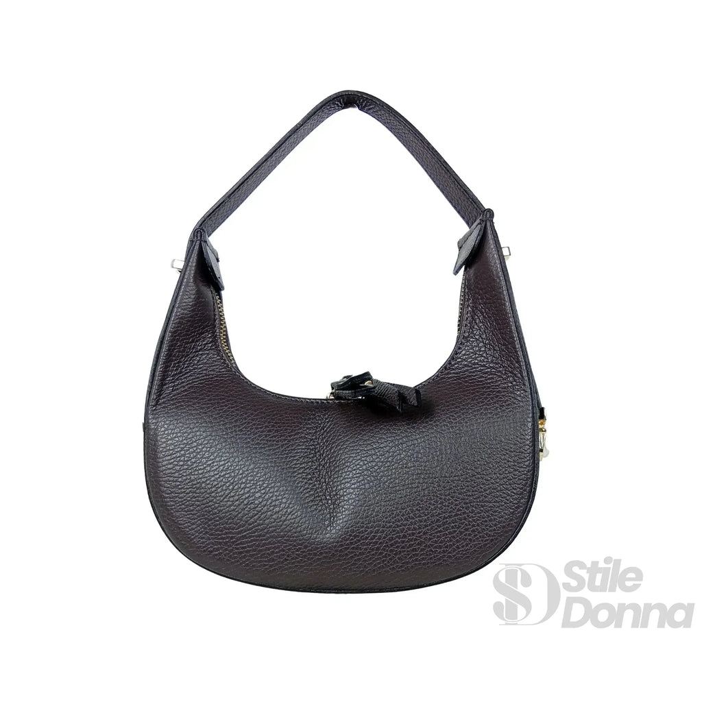 Elite Borsa Hobo Donna In Vera Pelle Con Fodera Tessuto Prodotta In Italia Modello Classico