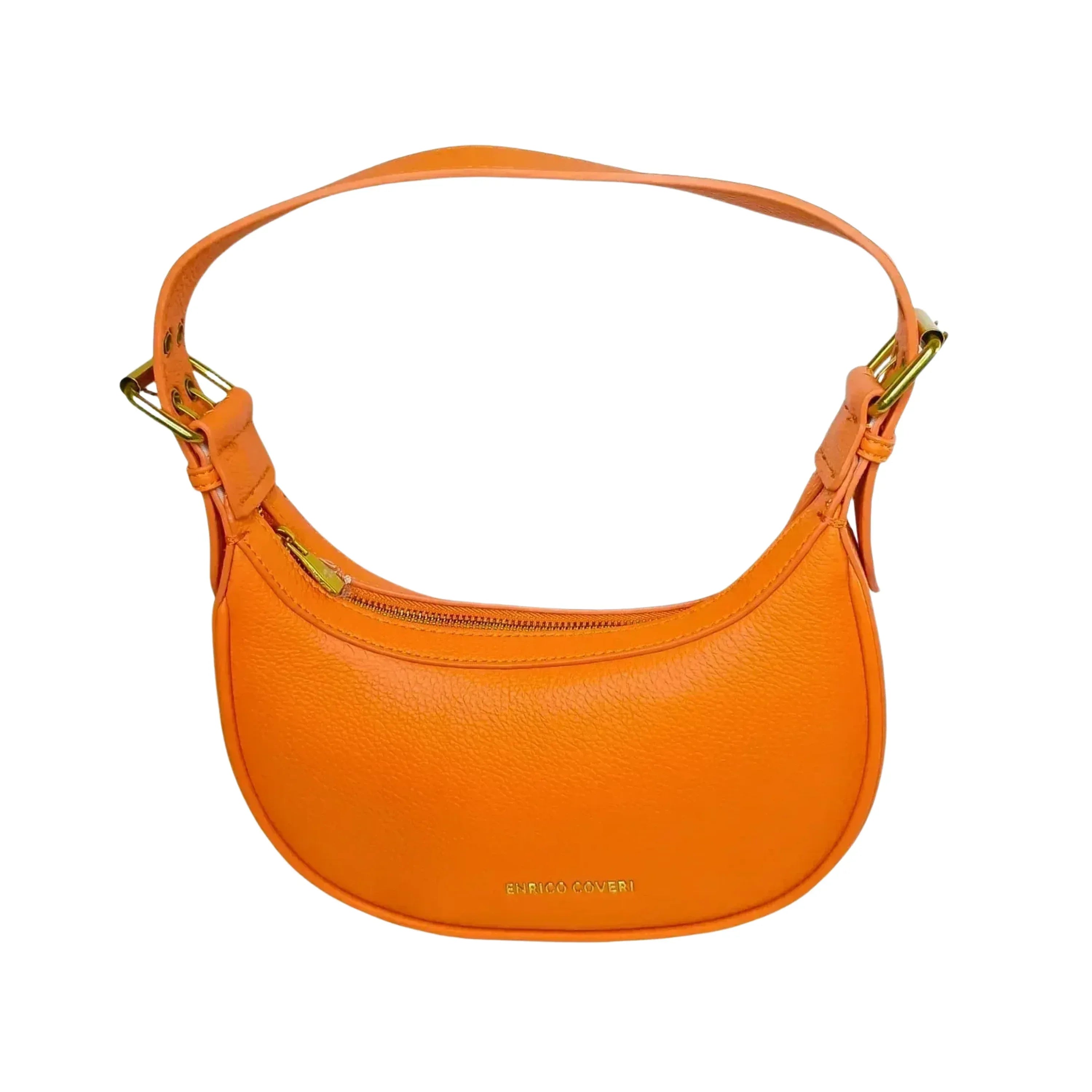 Borsa Hobo Elegante in Ecopelle Arancione Vivace con Chiusura a Cerniera e Dettagli Dorati Interno Tessuto