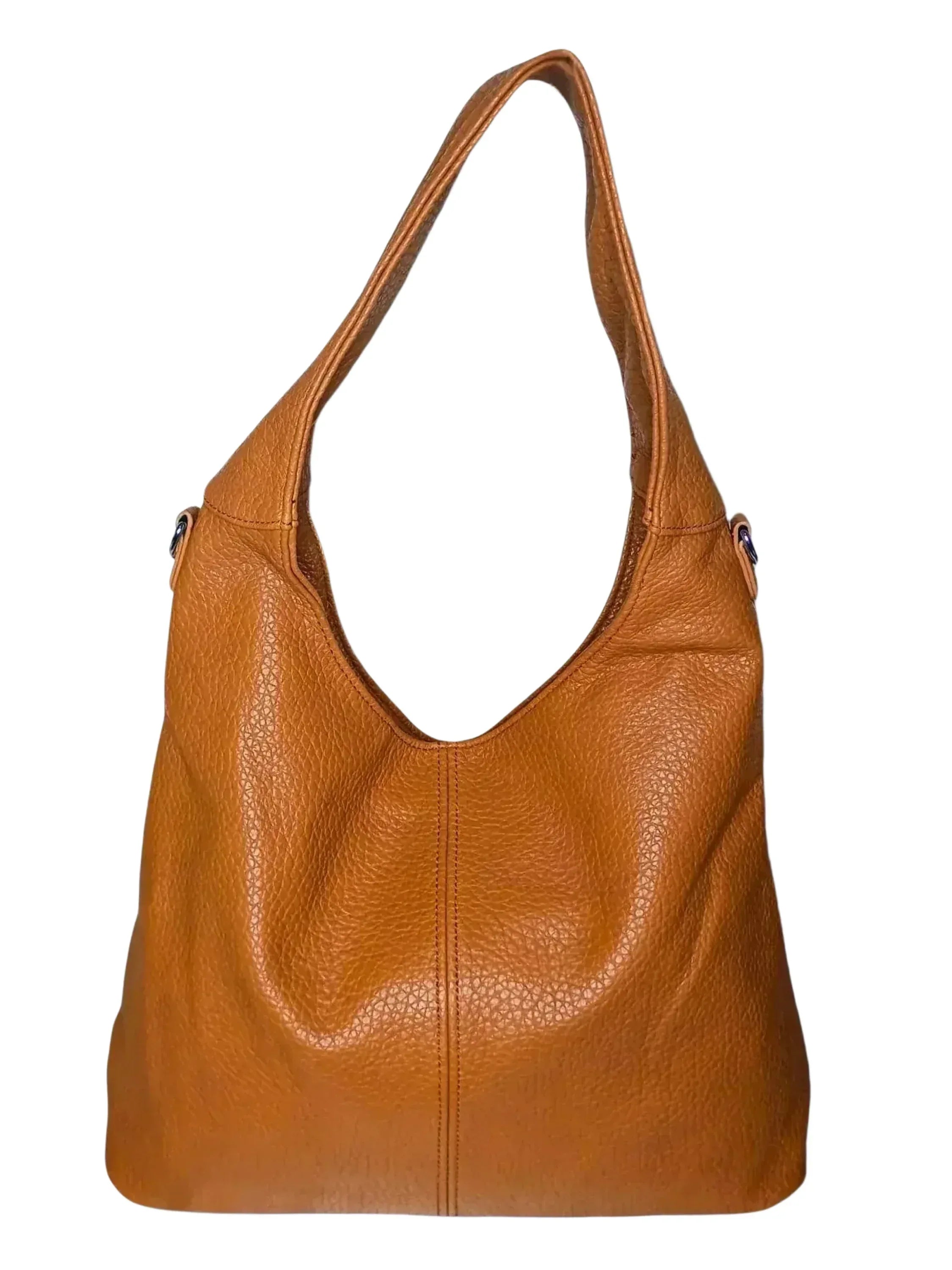 Borsa Hobo In Ecopelle Marrone MS 6569 Con Chiusura A Zip Tracolla Regolabile Per Uso Quotidiano