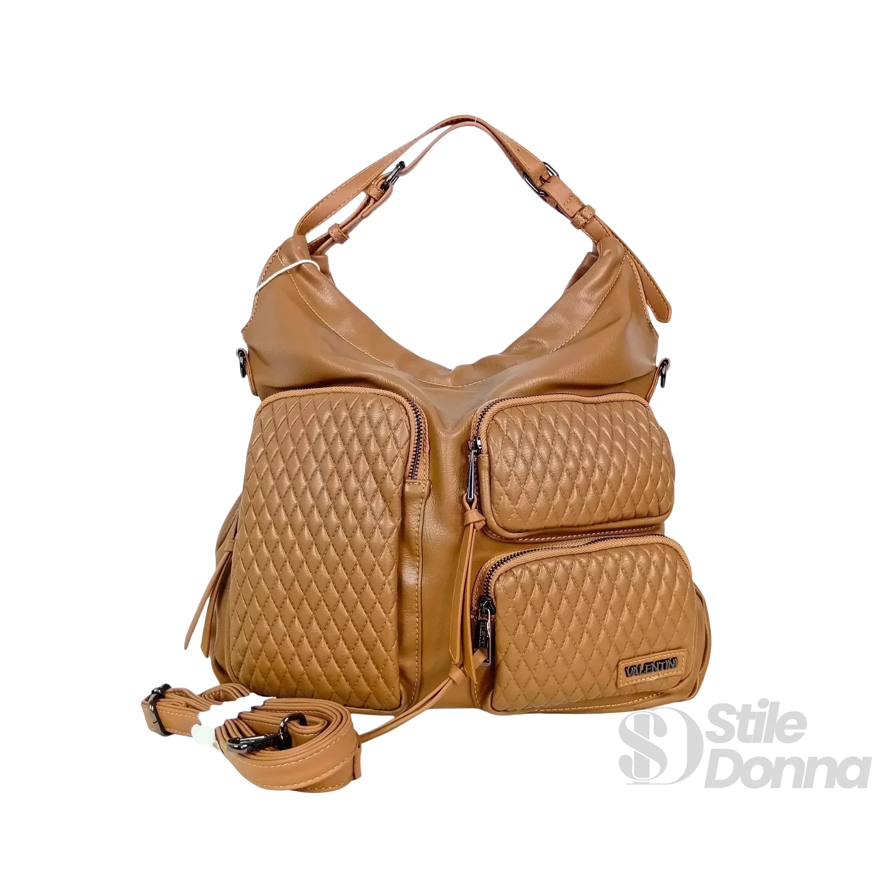 Valentini Borsa Hobo In Pelle PU Per Donna Con Finiture In Metallo Argentato E Interno In Microfibra Antistrappo