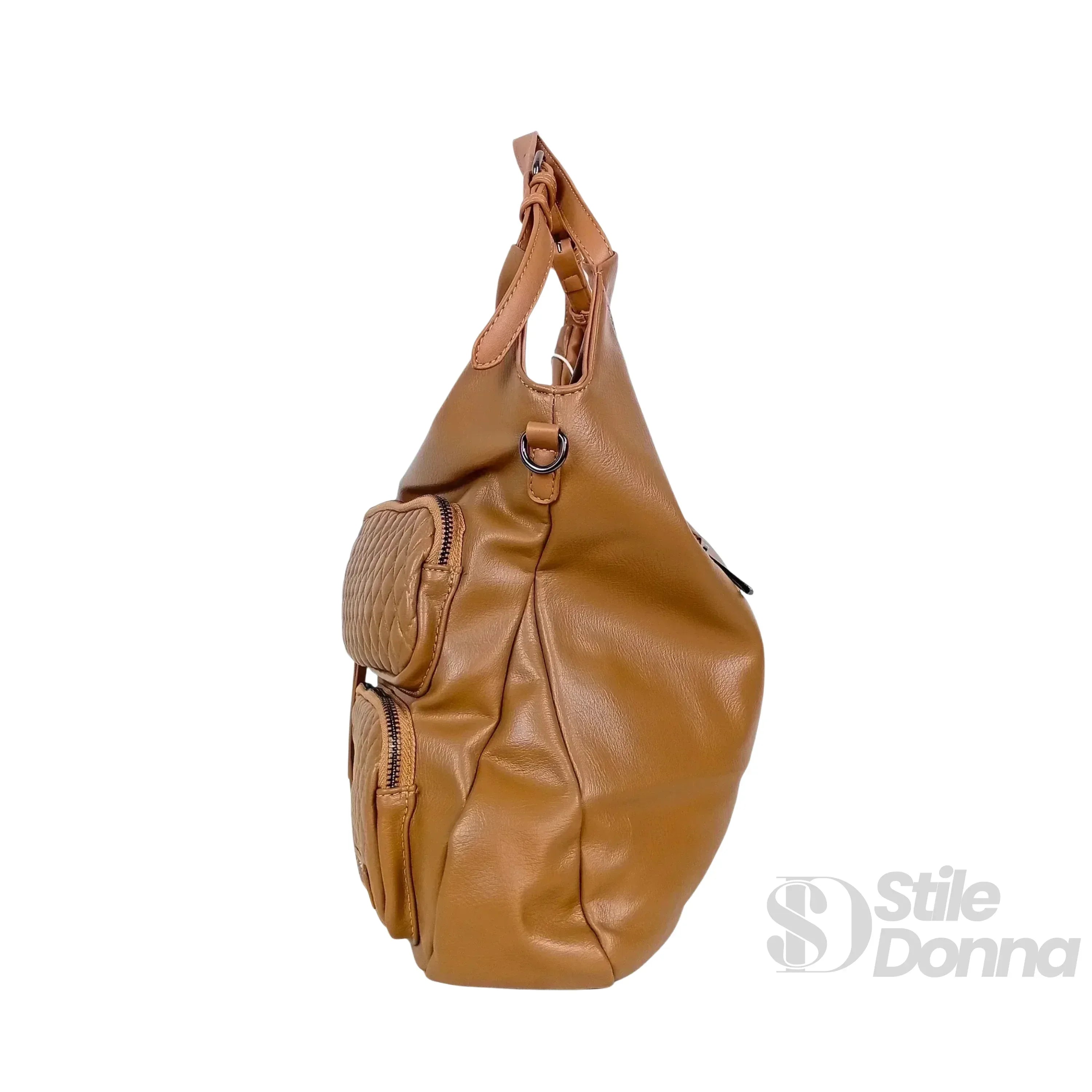 Valentini Borsa Hobo In Pelle PU Per Donna Con Finiture In Metallo Argentato E Interno In Microfibra Antistrappo