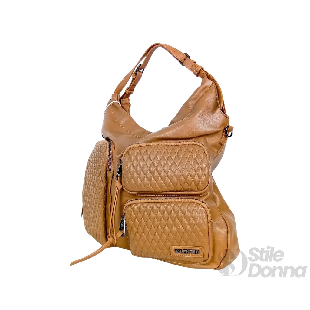Valentini Borsa Hobo In Pelle PU Per Donna Con Finiture In Metallo Argentato E Interno In Microfibra Antistrappo
