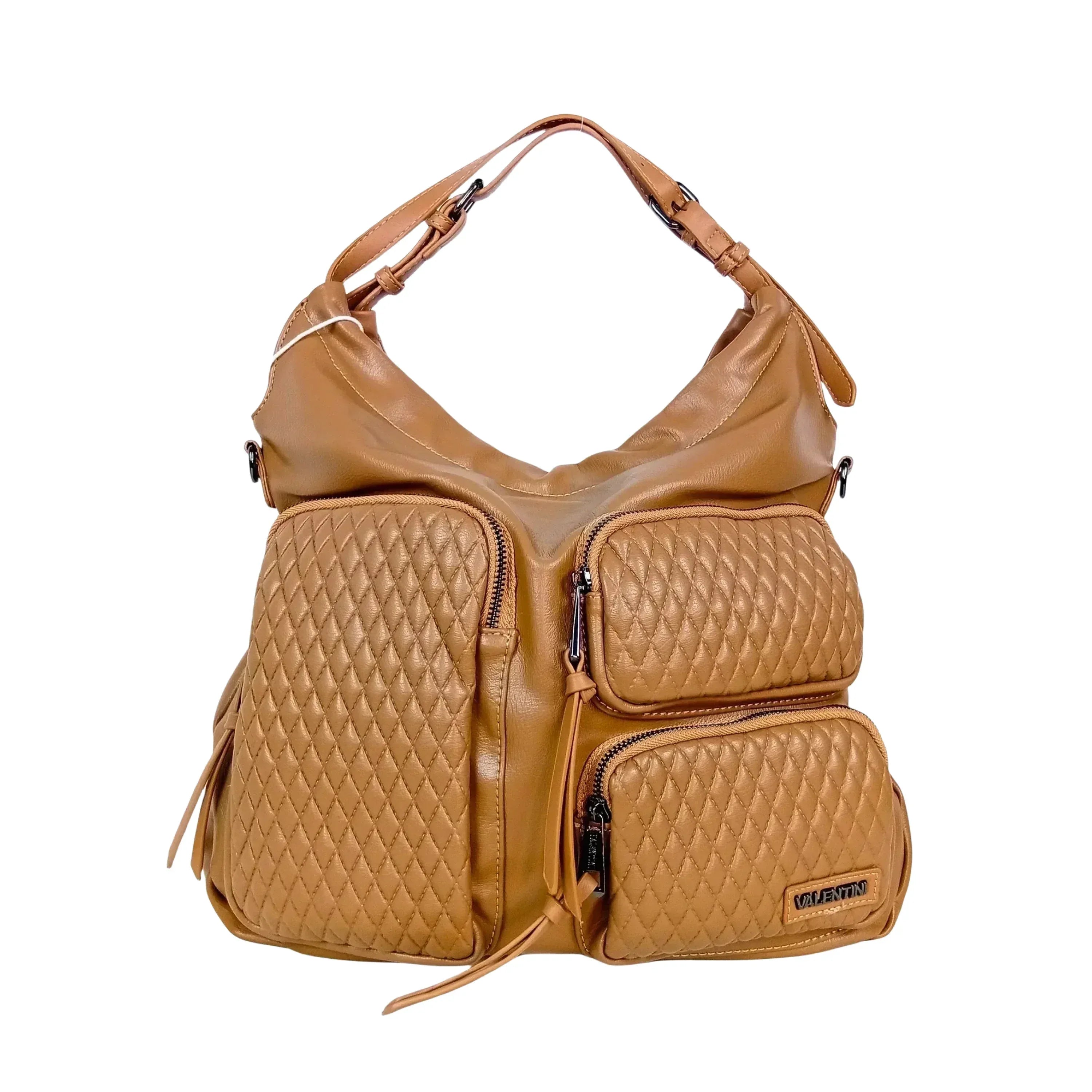 Valentini Borsa Hobo In Pelle PU Per Donna Con Finiture In Metallo Argentato E Interno In Microfibra Antistrappo