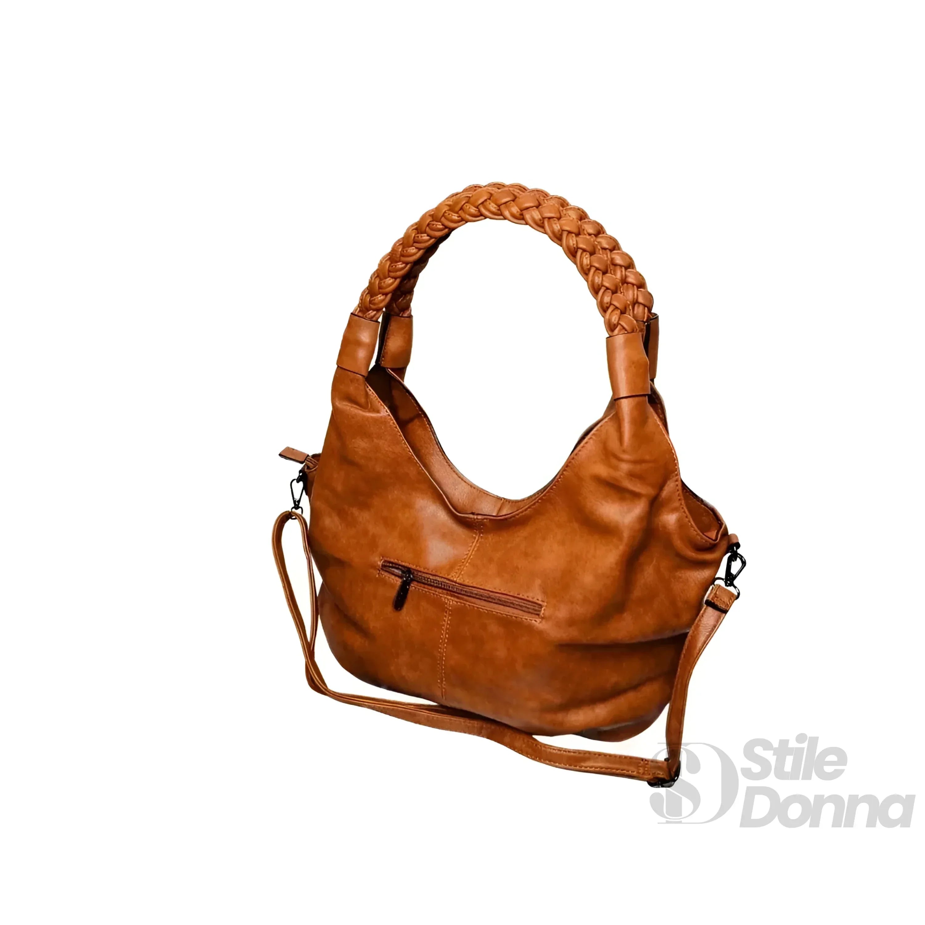 Borsa Hobo Shopping Bag Ecopelle Cuoio Con Fodera Interna In Tessuto Di Alta Qualità