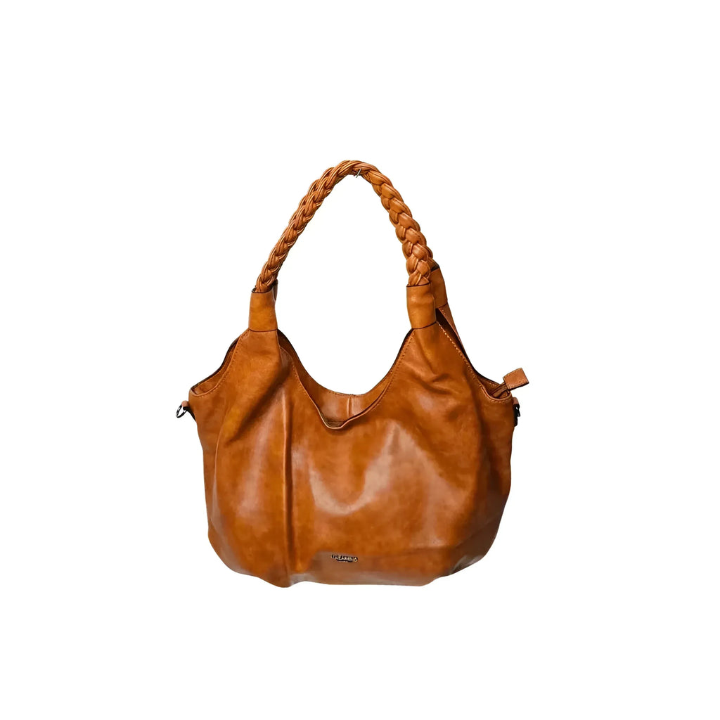 Borsa Hobo Shopping Bag Ecopelle Cuoio Con Fodera Interna In Tessuto Di Alta Qualità
