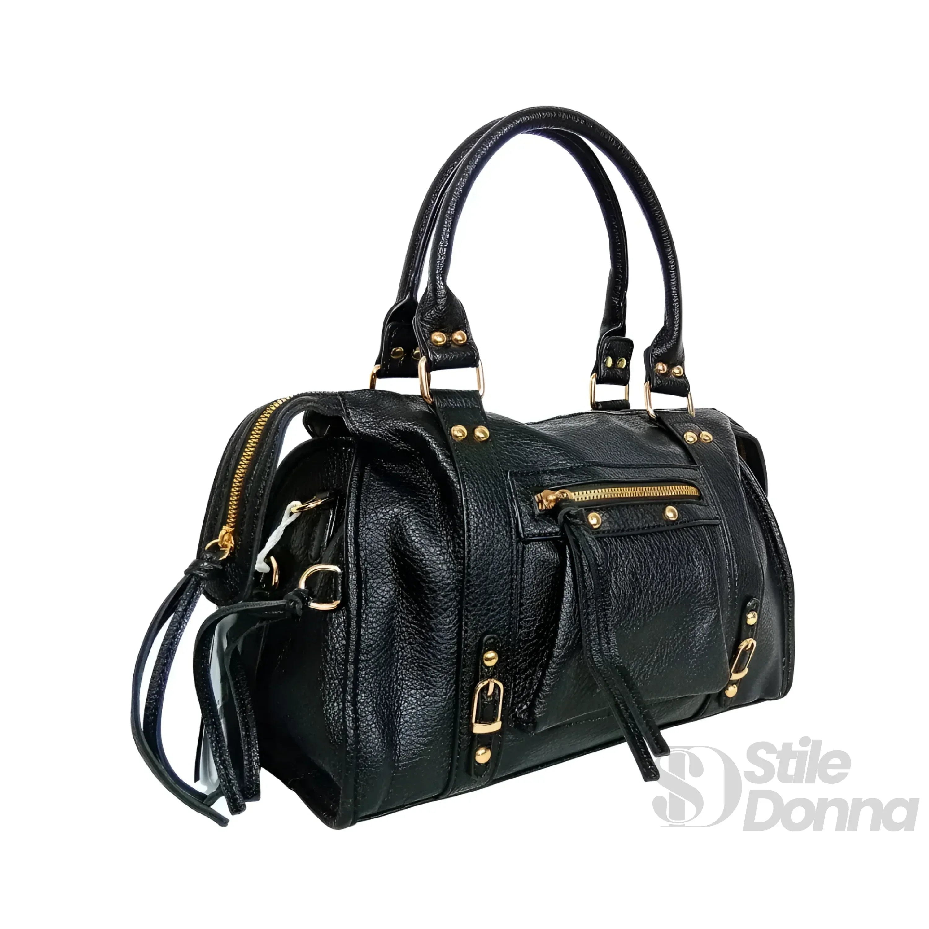 Borsa In Ecopelle Con Ferrure Dorata