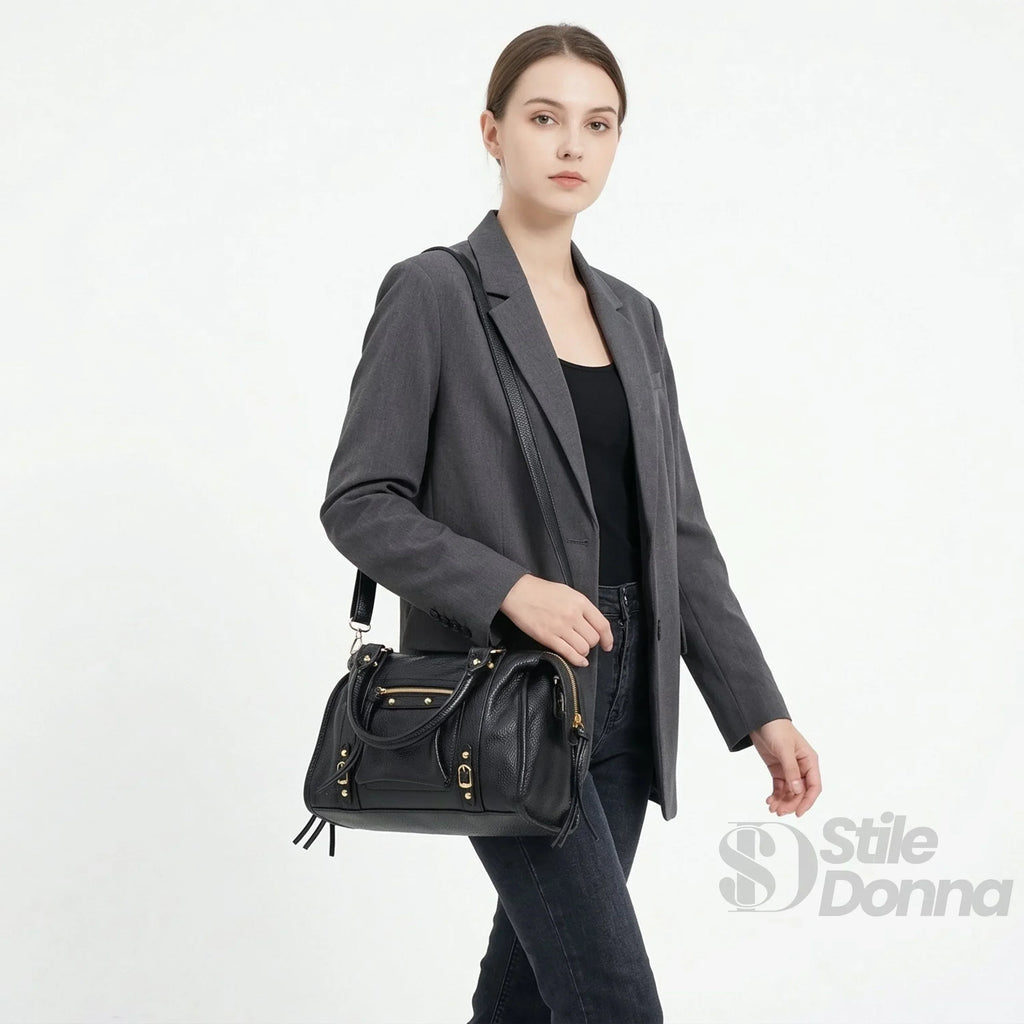 Borsa In Ecopelle Con Ferrure Dorata