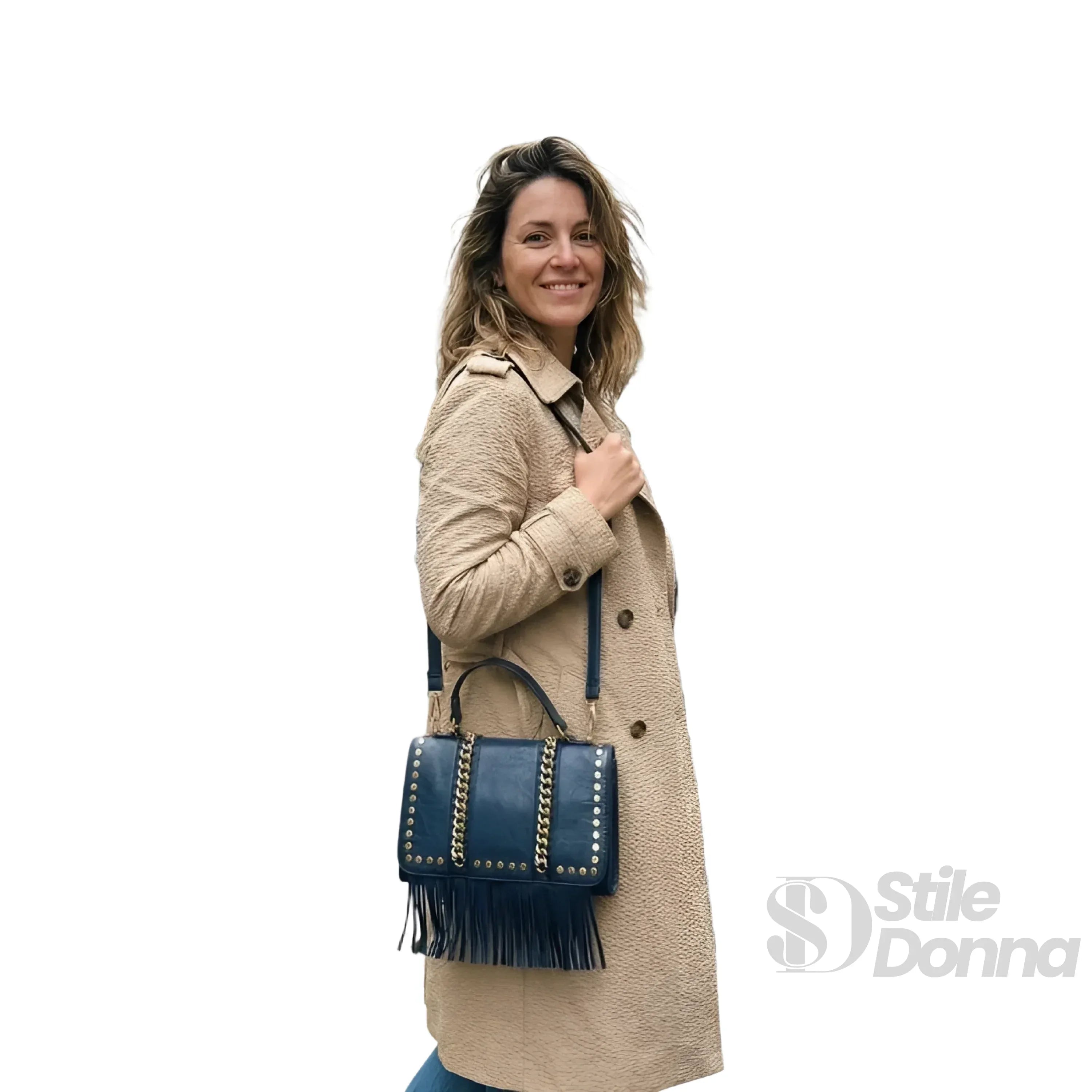 Borsa In Ecopelle Con Tracolla Removibile E Dettagli In Acciaio Dorato Per Uso Quotidiano