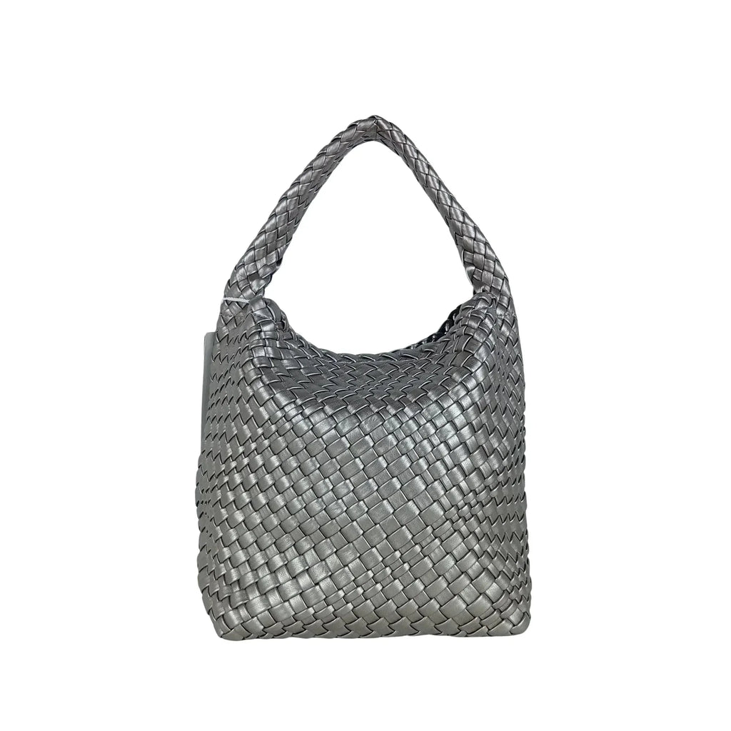 Borsa In Ecopelle Intrecciata Con Chiusura A Cerniera E Tracolla Regolabile Per Giorno Uso Quotidiano