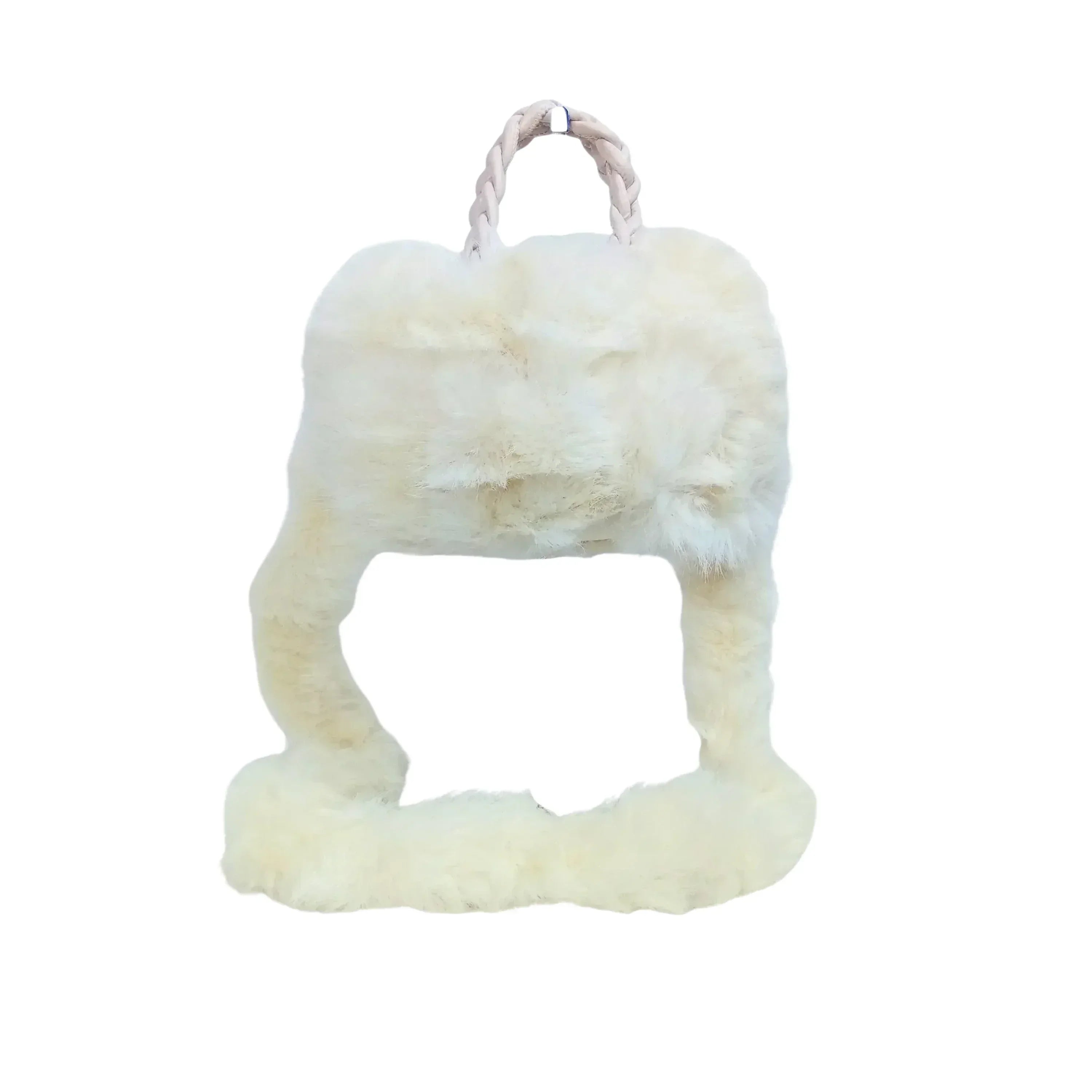 Borsa In Pelliccia Sintetica Con Manico E Chiusura A Cerniera, Altezza 16 Cm, Dimensioni Compatte