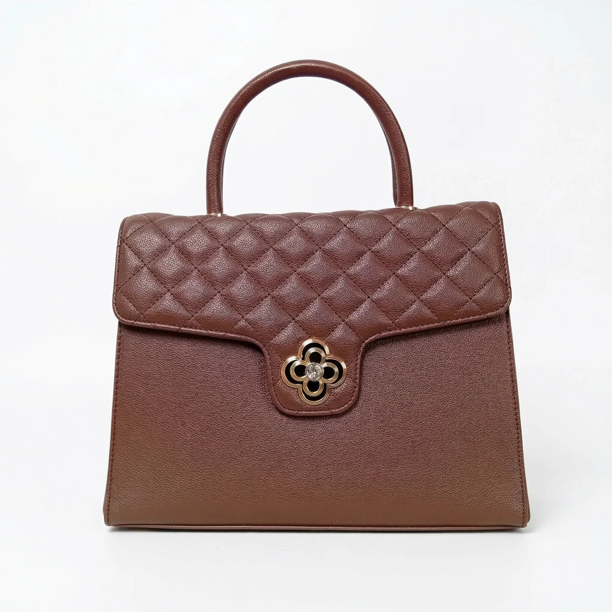 Borsa In Pelle PU Chiusura Quadrifoglio Metallo Oro Interno Microfibra Antistrappo