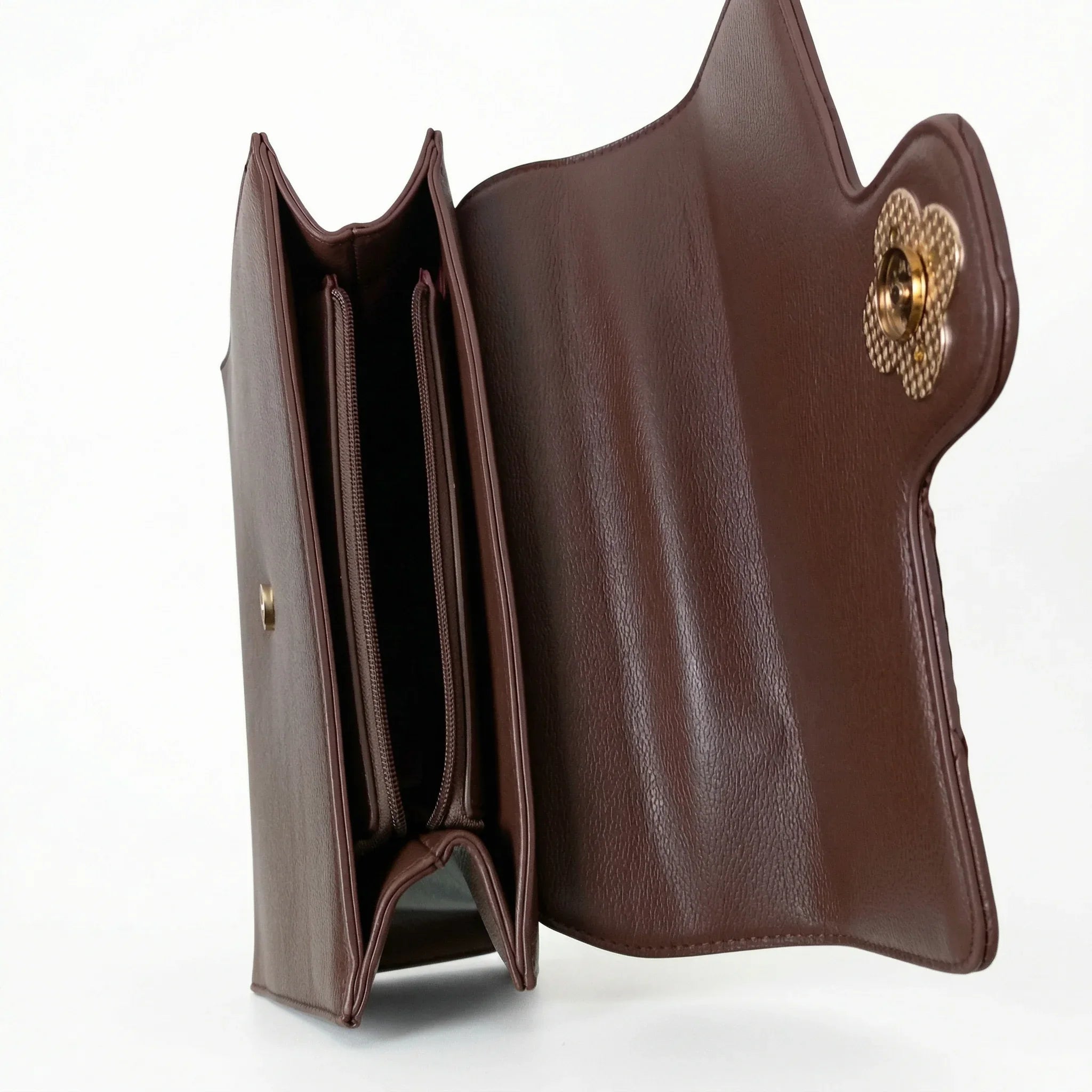 Borsa In Pelle PU Chiusura Quadrifoglio Metallo Oro Interno Microfibra Antistrappo