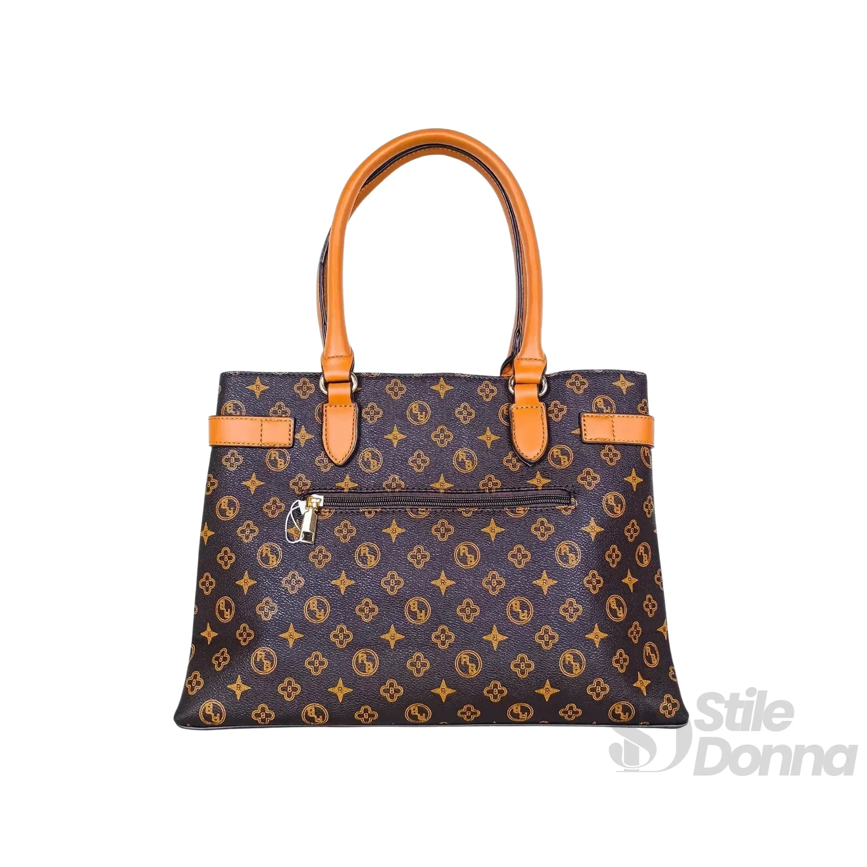 Borsa In Pelle PU Monogramma Con Finiture Dorate Interno In Microfibra Antistrappo