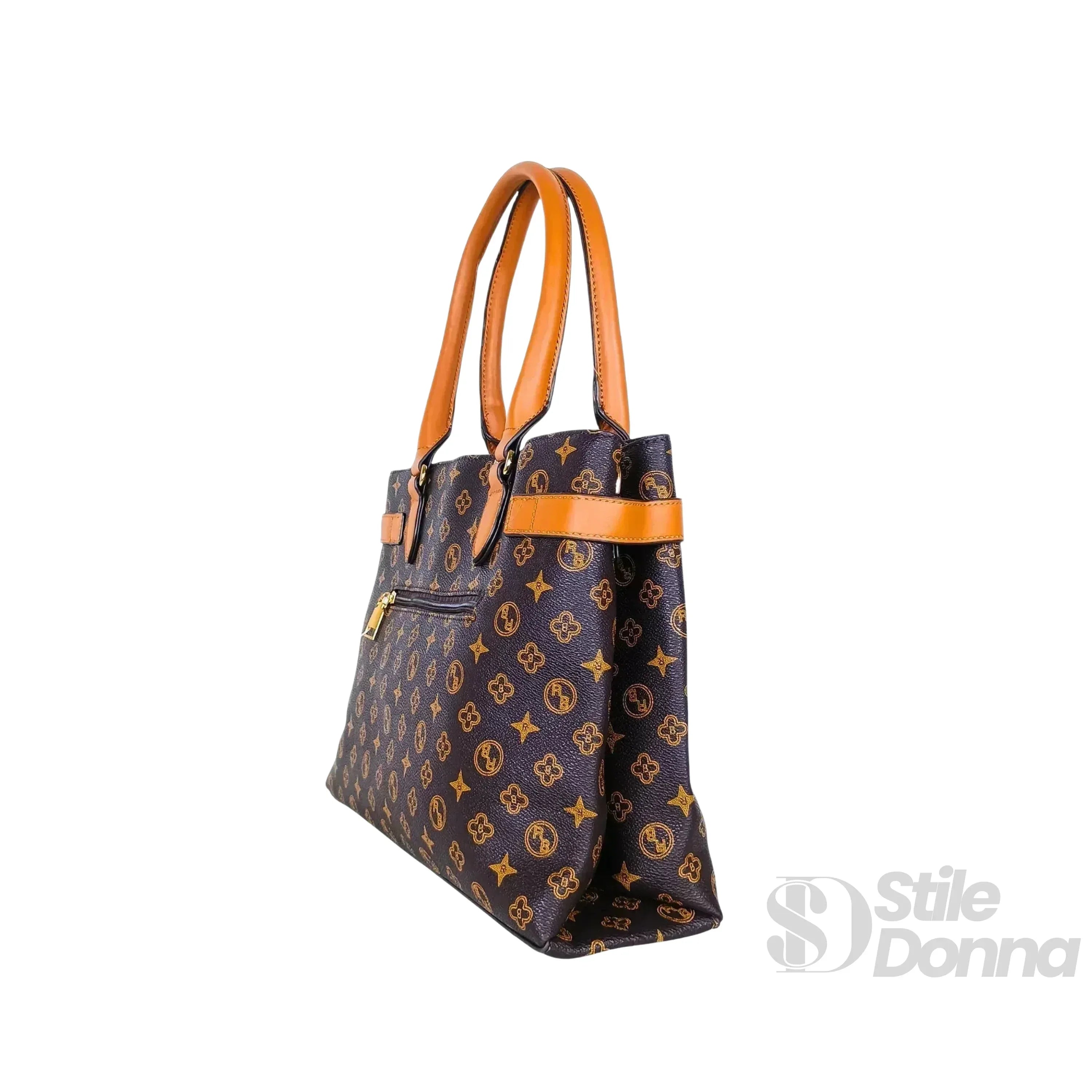 Borsa In Pelle PU Monogramma Con Finiture Dorate Interno In Microfibra Antistrappo