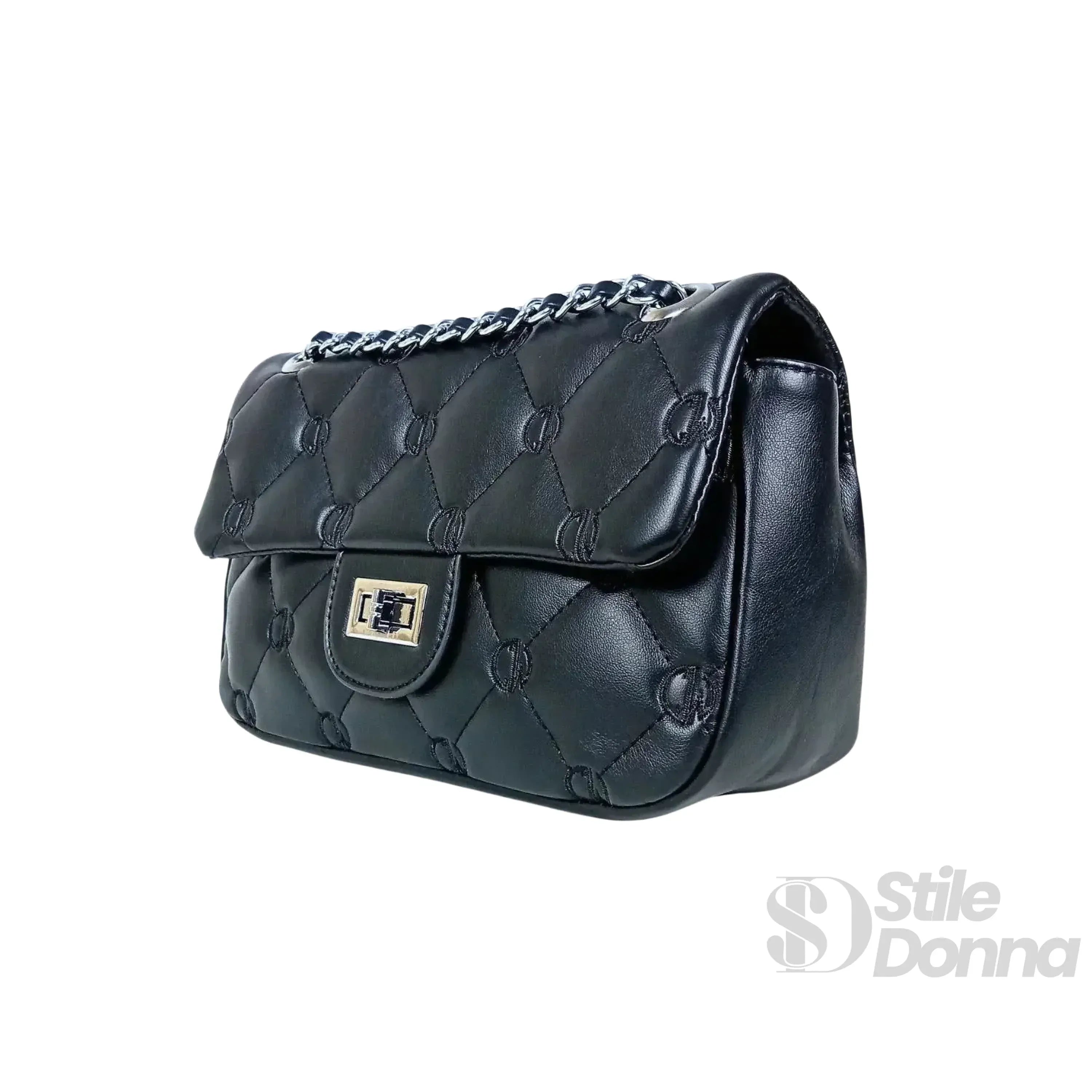 Borsa In Pelle PU Con Tracolla A Catena Argento, Versatile Per Quotidiano E Occasioni