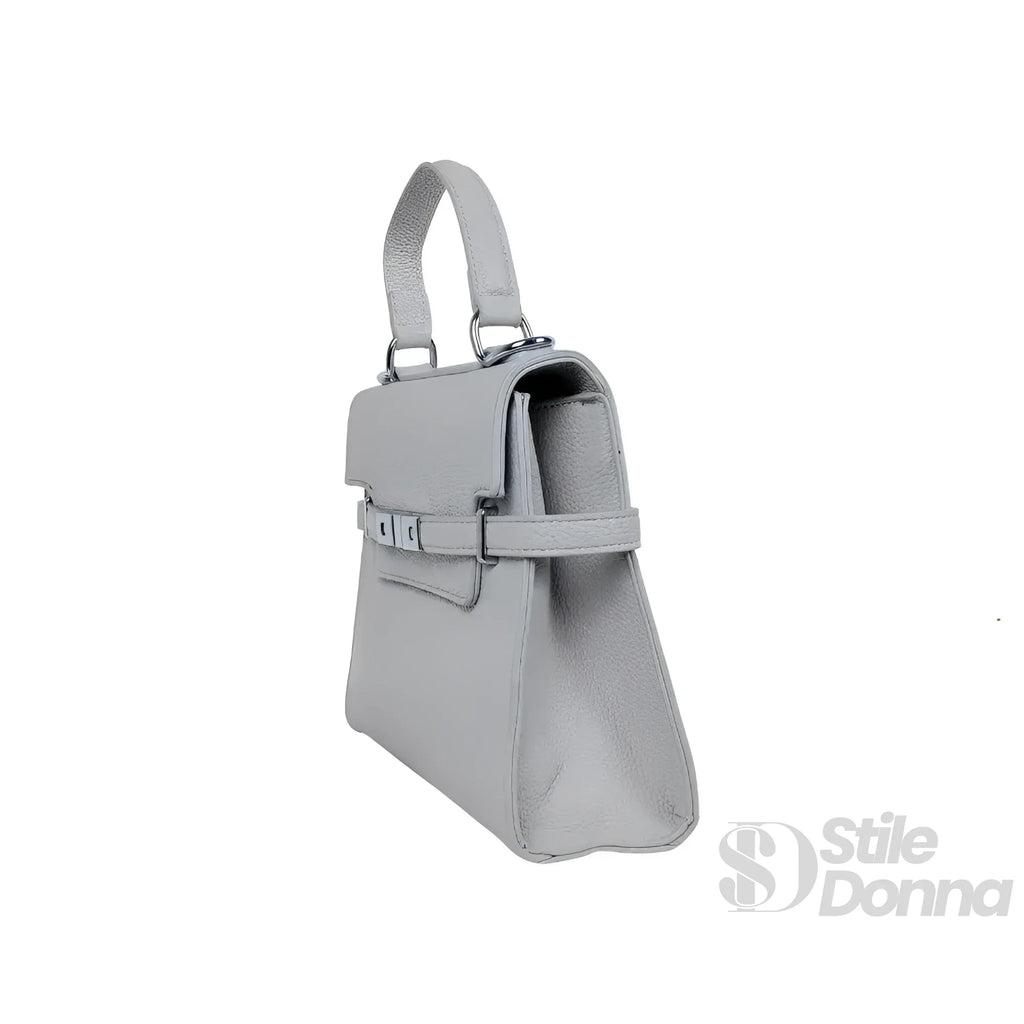 MS-1724 Borsa In Pelle PU Con Tracolla Rimovibile, Colore Argento, Fodera In Microfibra