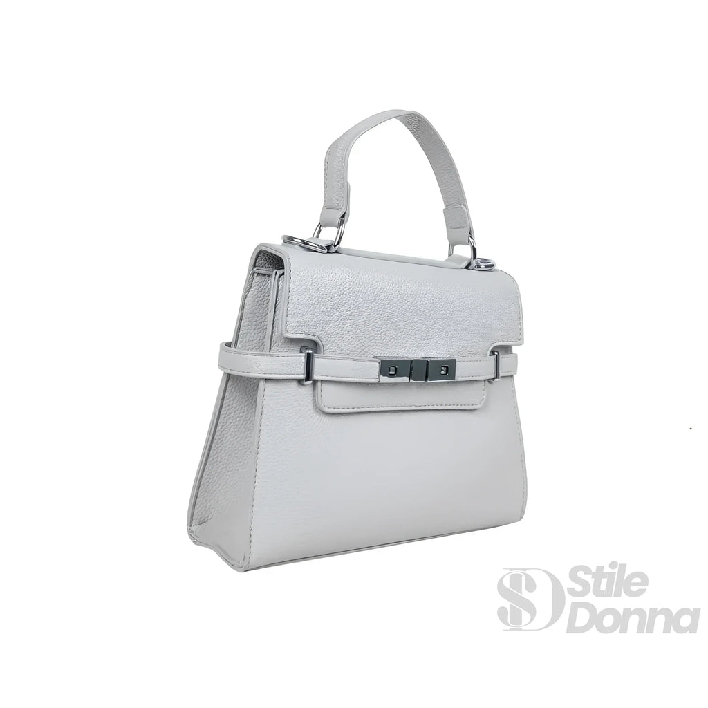 MS-1724 Borsa In Pelle PU Con Tracolla Rimovibile, Colore Argento, Fodera In Microfibra