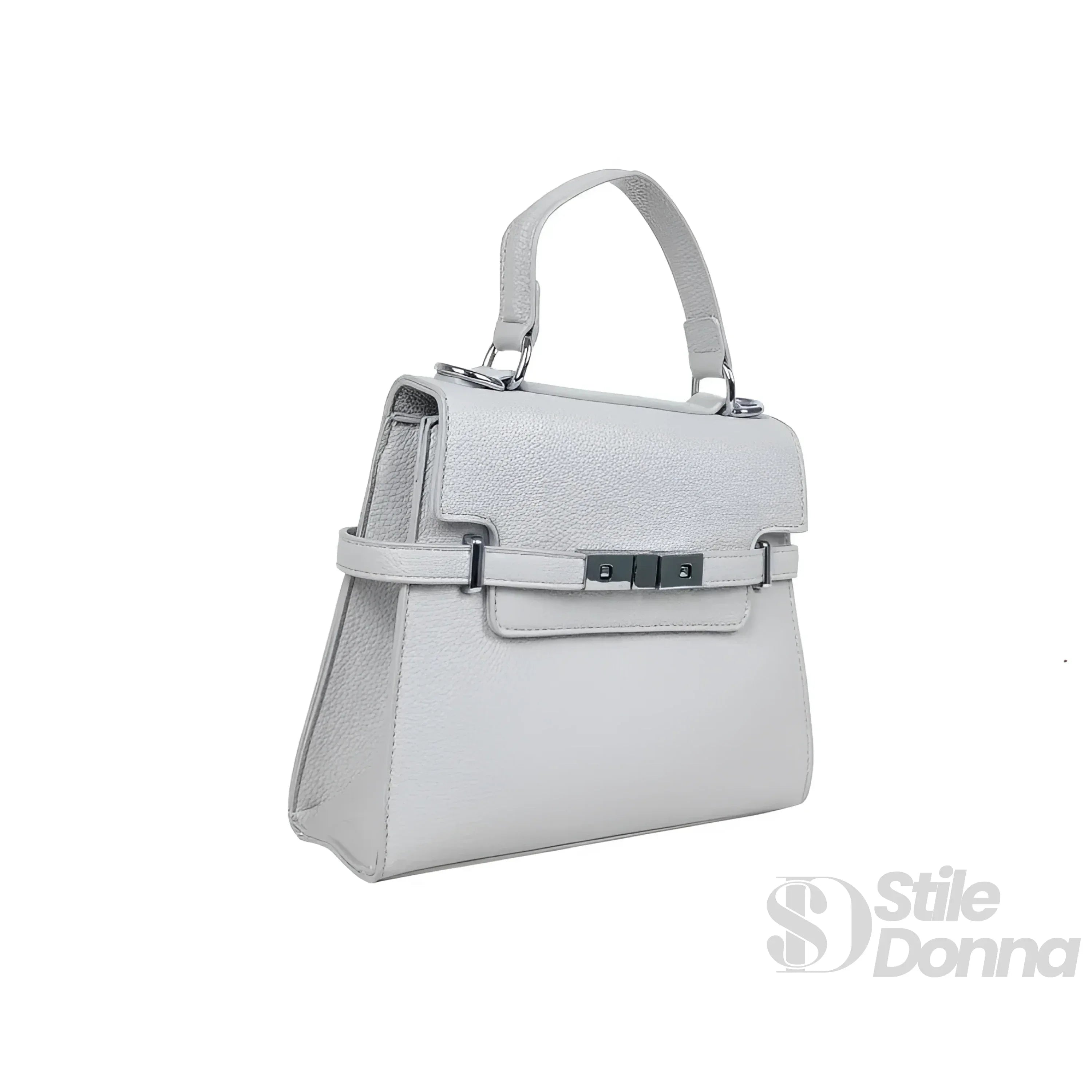 MS-1724 Borsa In Pelle PU Con Tracolla Rimovibile, Colore Argento, Fodera In Microfibra