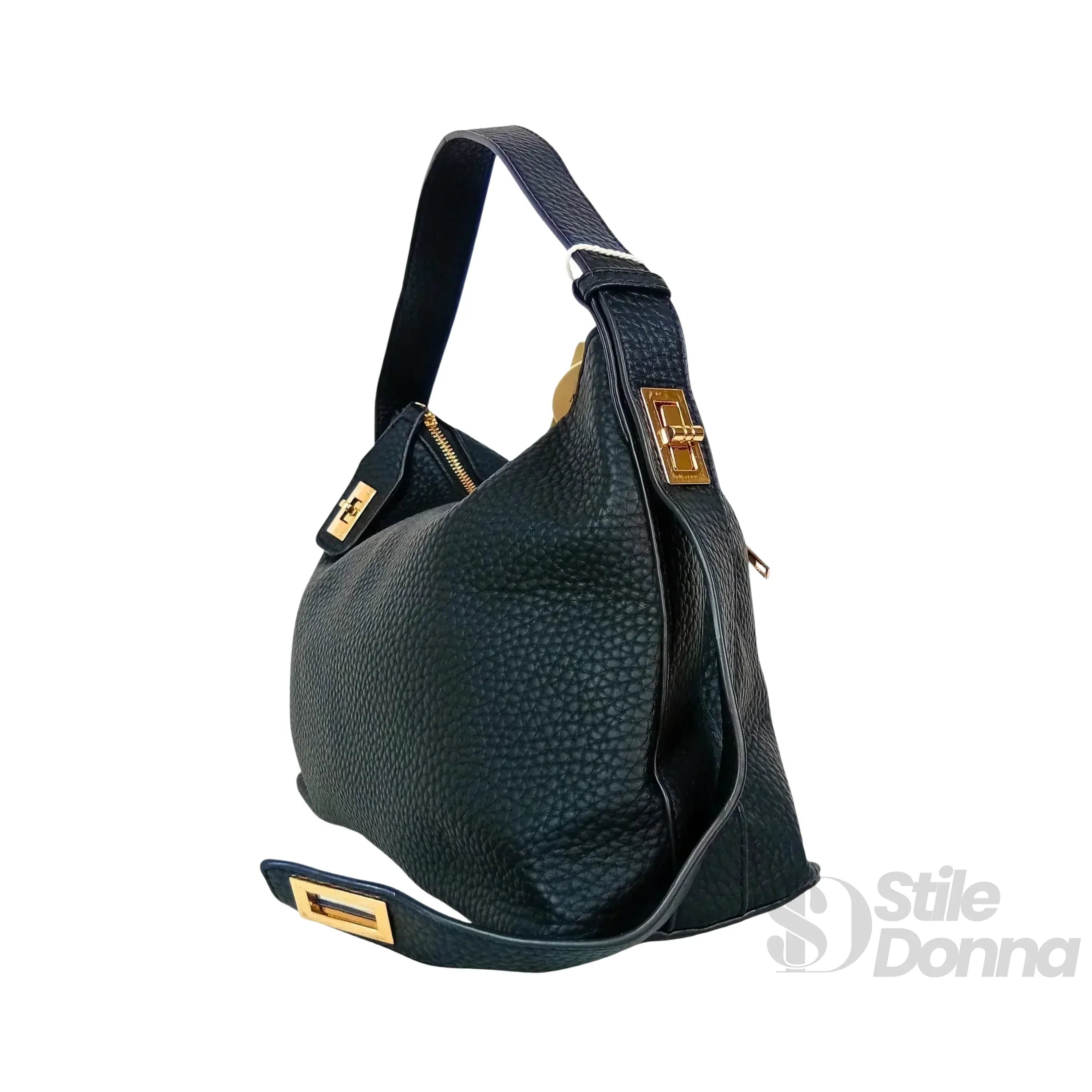 Valentini Hobo MS-4045 Borsa In Pelle PU Con Finiture Dorate E Fodera Microfibra Antistrappo