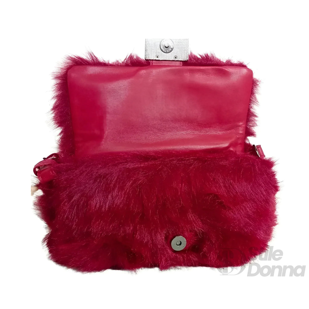 Borsa In Pelliccia Sintetica Fucsia Con Manico E Chiusura Magnetica Morbida Ed Elegante