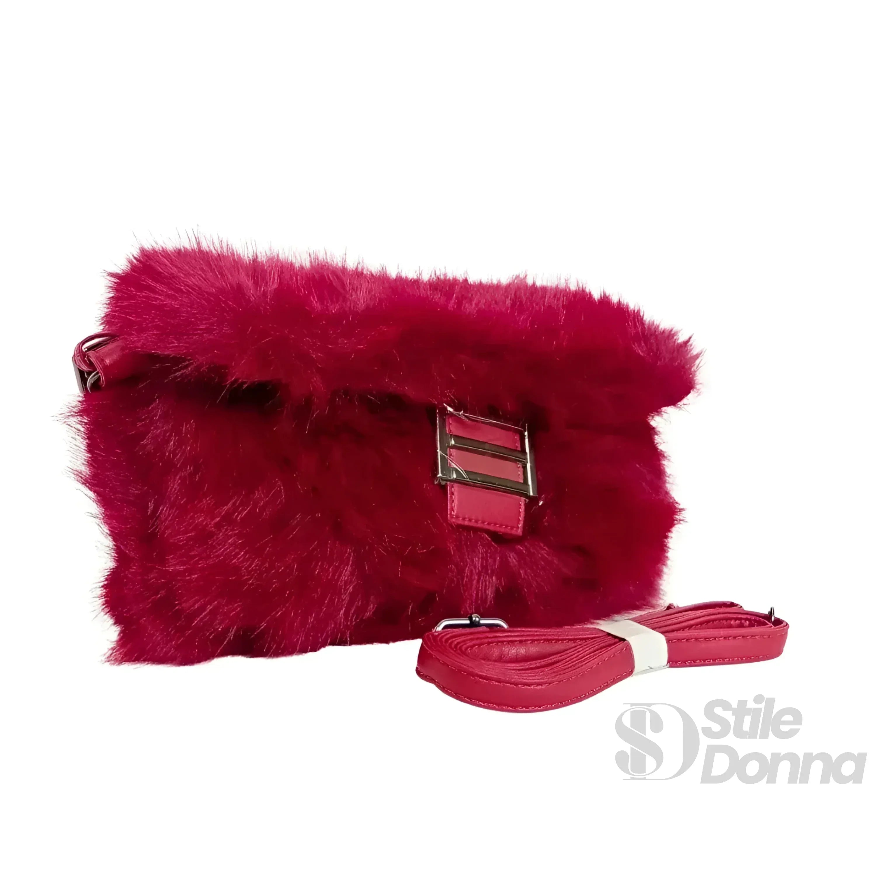 Borsa In Pelliccia Sintetica Fucsia Con Manico E Chiusura Magnetica Morbida Ed Elegante