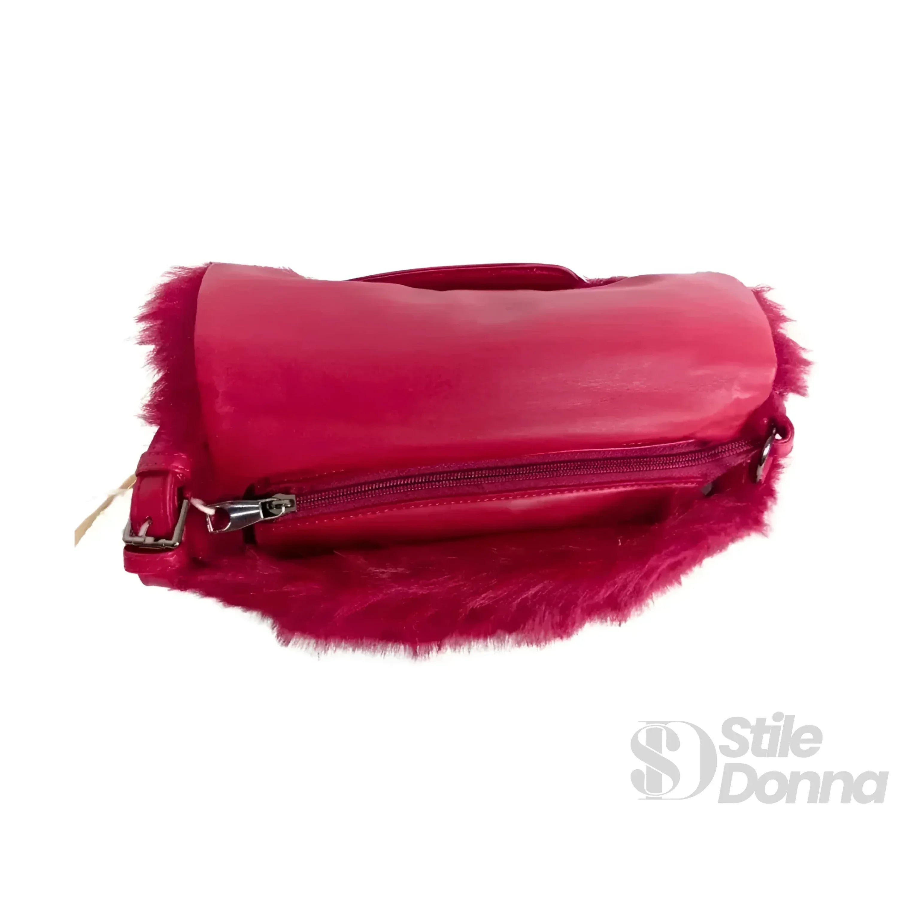 Borsa In Pelliccia Sintetica Fucsia Con Manico E Chiusura Magnetica Morbida Ed Elegante