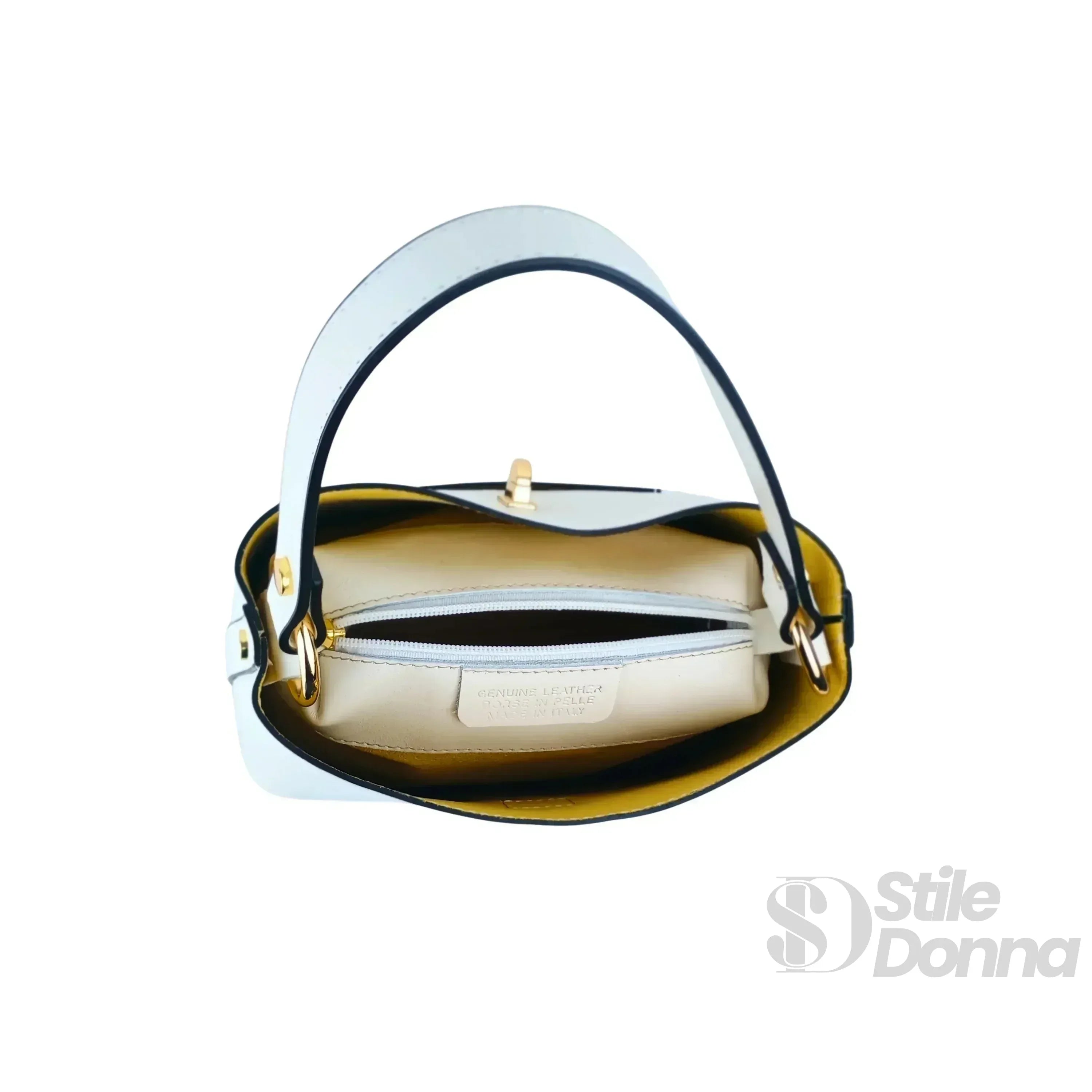 The Stile Aura Borsa In Vera Pelle Modello Aura Con Finiture Dorate Prodotta In Italia