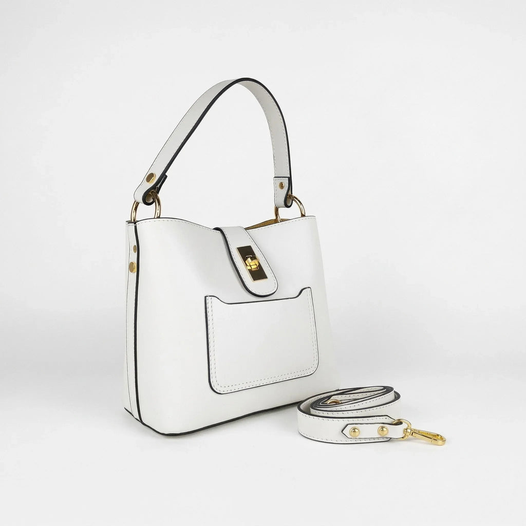The Stile Aura Borsa In Vera Pelle Modello Aura Con Finiture Dorate Prodotta In Italia