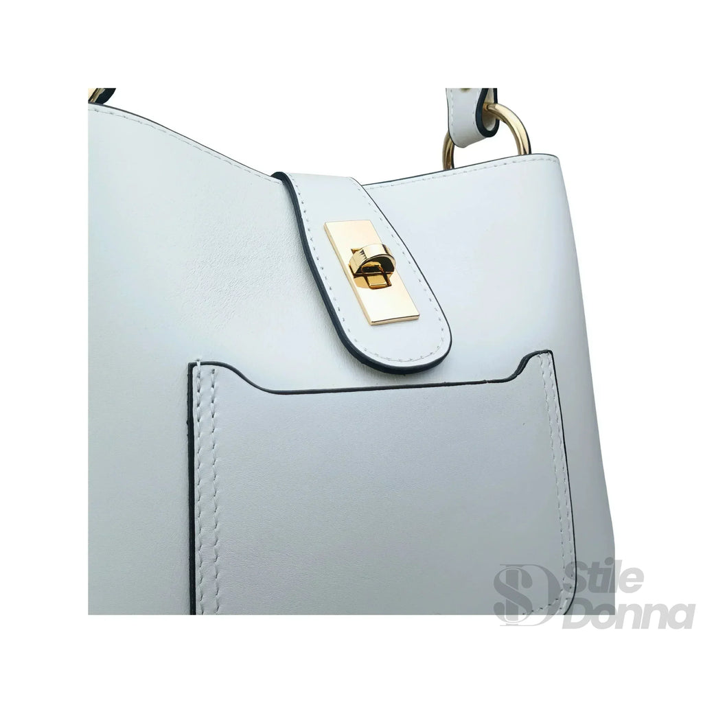 The Stile Aura Borsa In Vera Pelle Modello Aura Con Finiture Dorate Prodotta In Italia