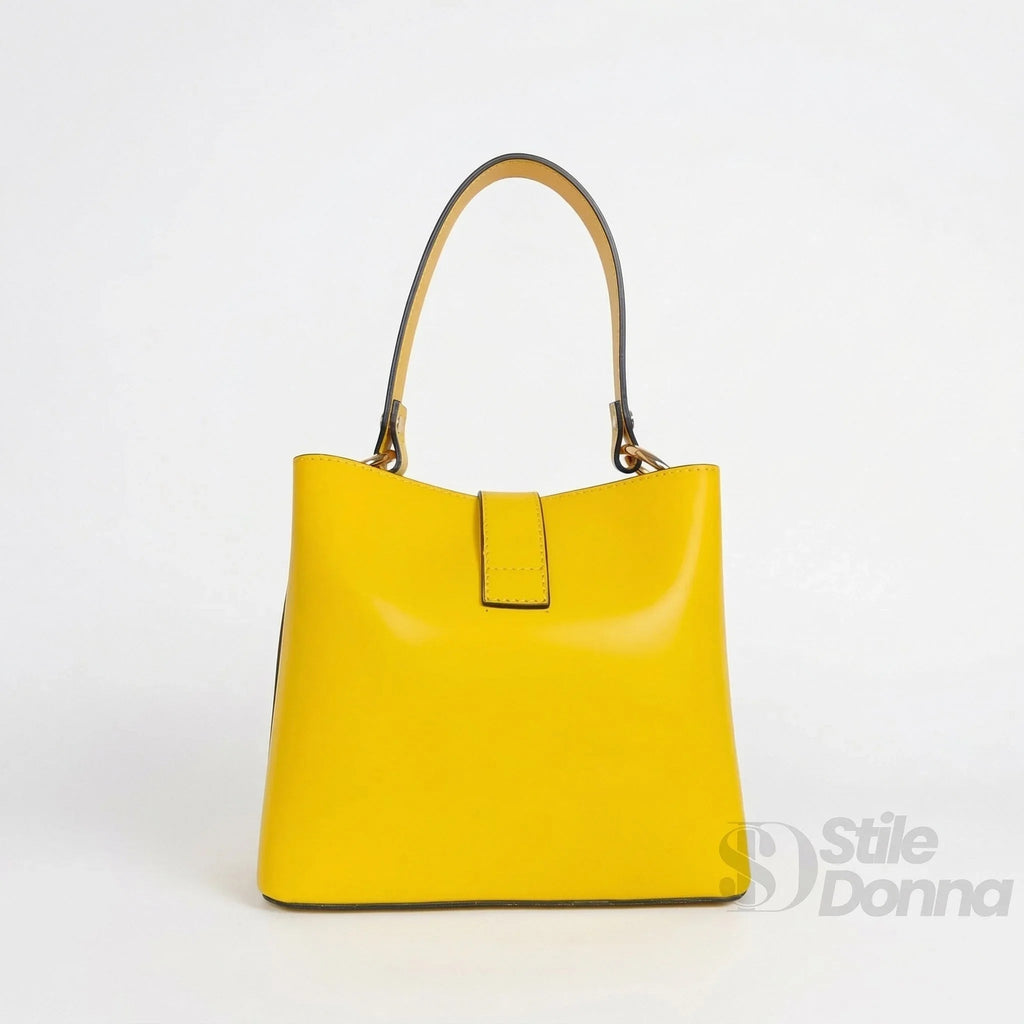 The Stile Aura Borsa In Vera Pelle Modello Aura Con Finiture Dorate Prodotta In Italia