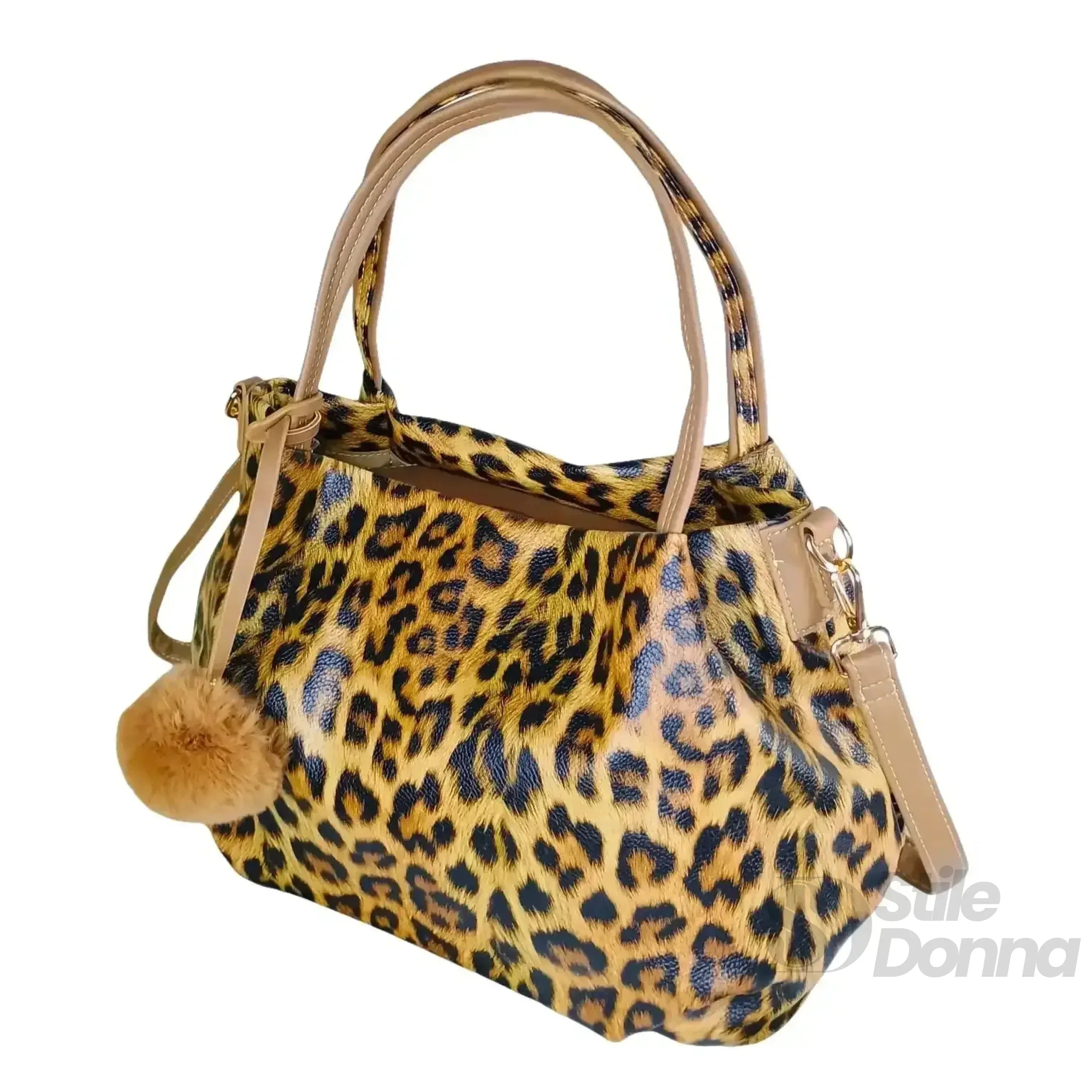 Borsa Leopardata Con Tracolla In Pelle PU Motivo Leopardato Con Dettagli Metallo Dorato