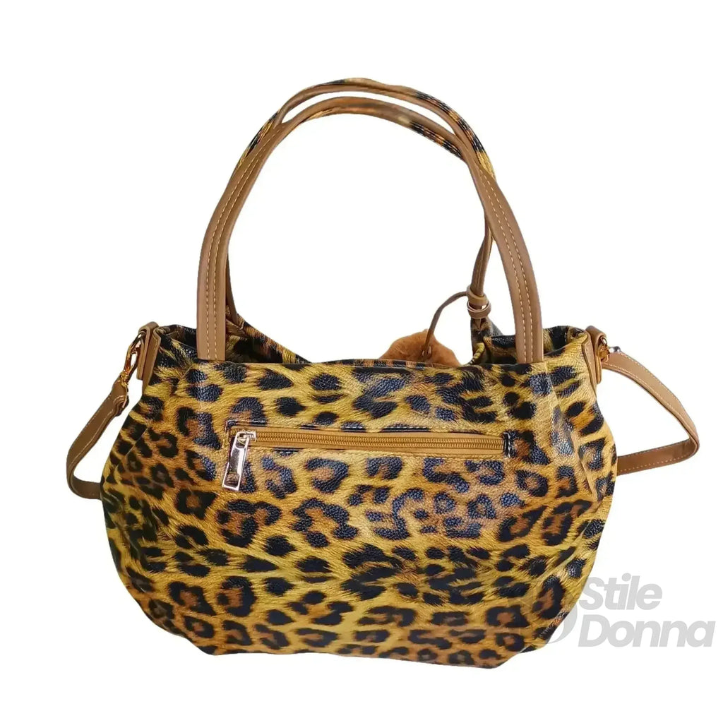 Borsa Leopardata Con Tracolla In Pelle PU Motivo Leopardato Con Dettagli Metallo Dorato