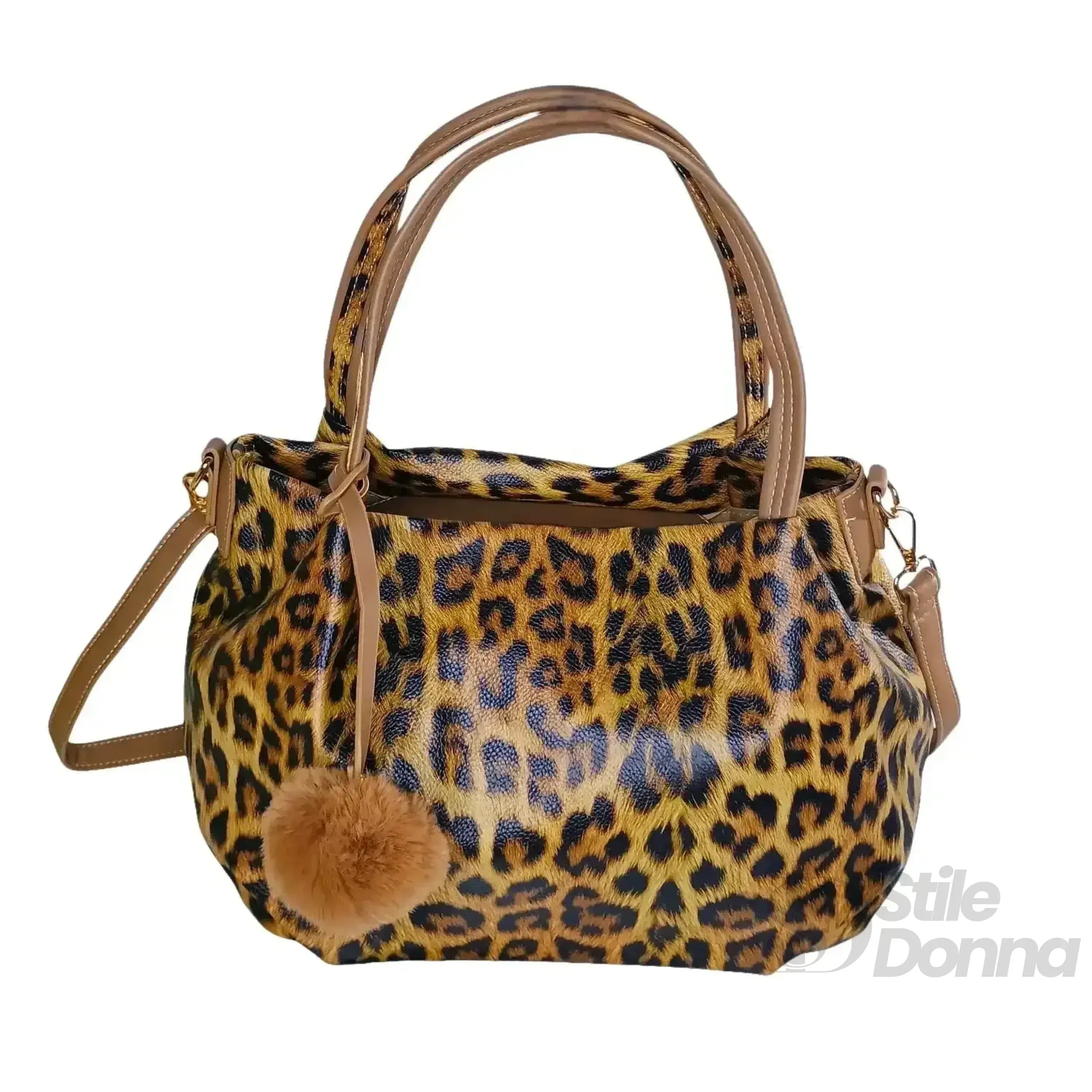 Borsa Leopardata Con Tracolla In Pelle PU Motivo Leopardato Con Dettagli Metallo Dorato