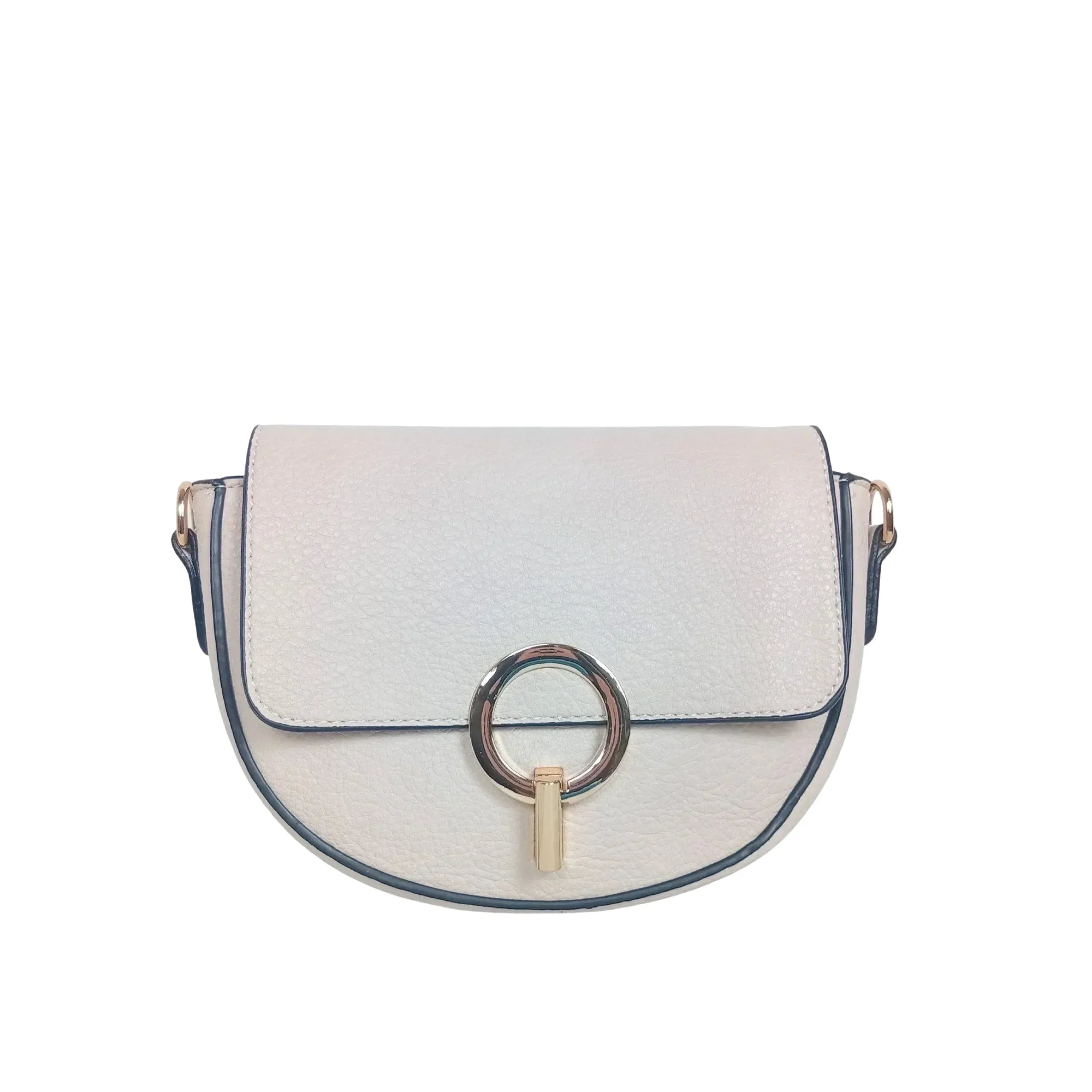 Borsa Mezzaluna In Ecopelle Con Dettagli Dorati Design Compatto Facile Da Pulire Per Uso Quotidiano