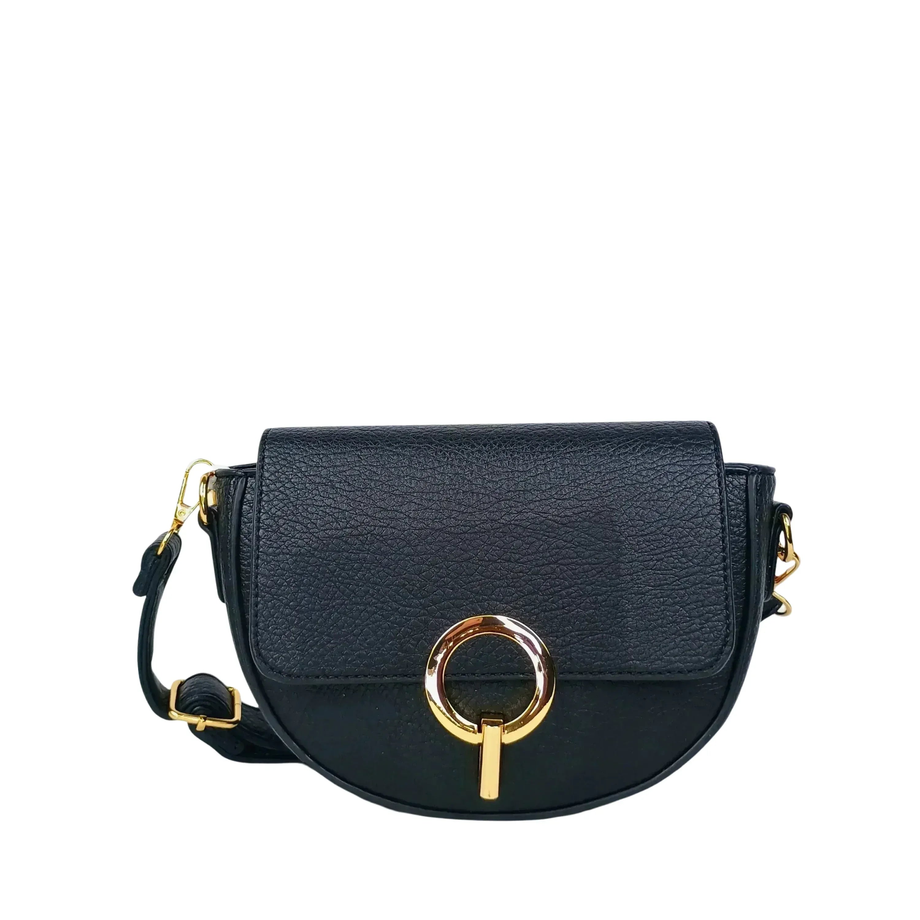Borsa Mezzaluna In Ecopelle Con Dettagli Dorati Design Compatto Facile Da Pulire Per Uso Quotidiano
