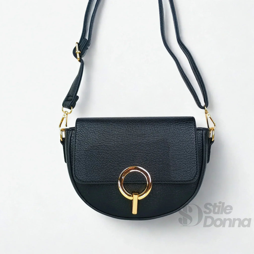 Borsa Mezzaluna In Ecopelle Con Dettagli Dorati Design Compatto Facile Da Pulire Per Uso Quotidiano