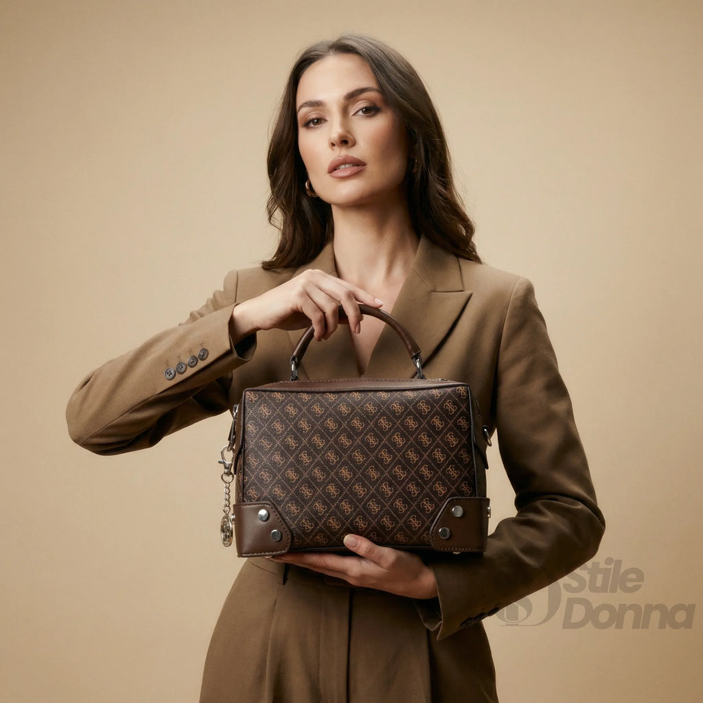 Mini Doctor Bag In Pelle Microfibra Con Monogramma, Borsa Dalla Silhouette Classica E Pratica