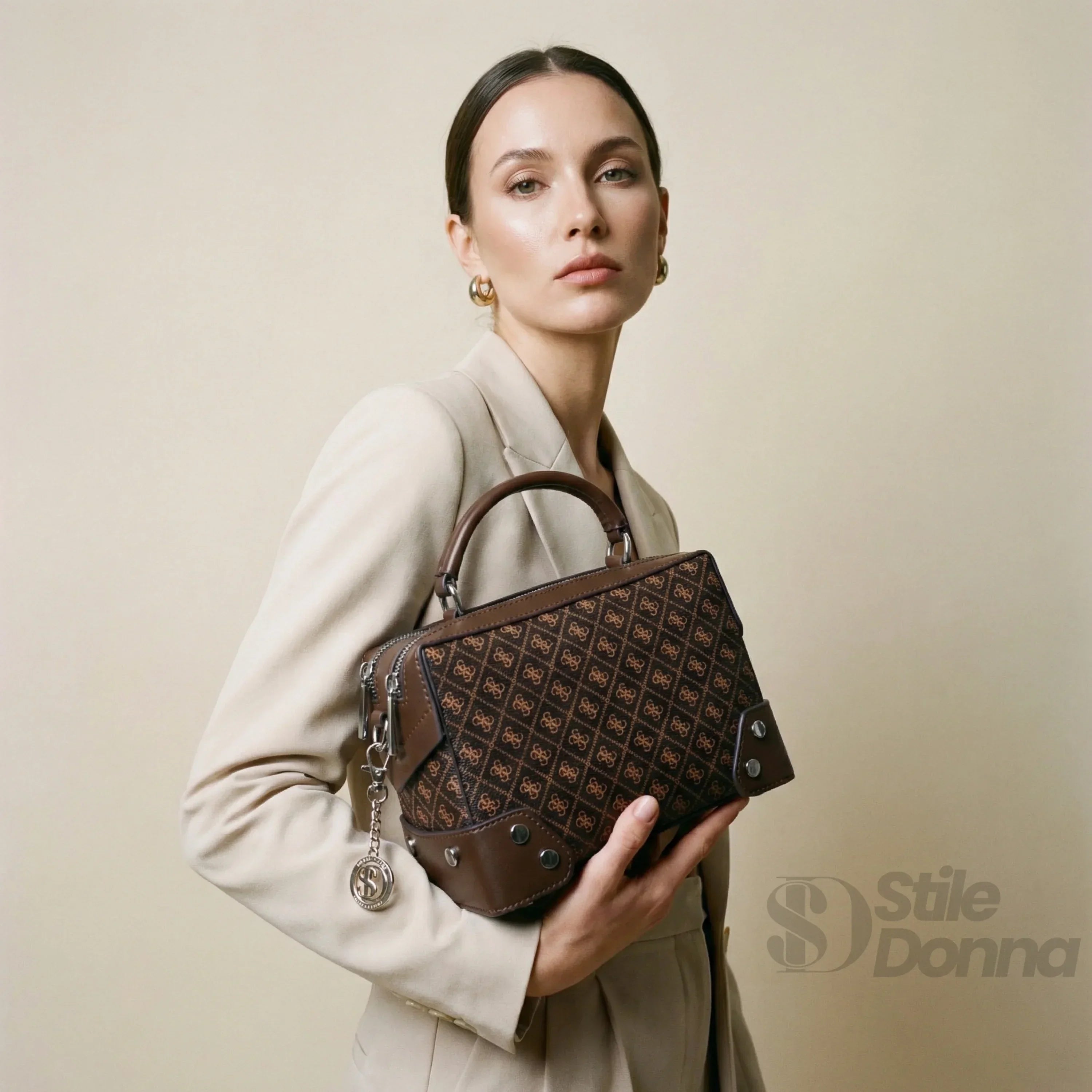 Mini Doctor Bag In Pelle Microfibra Con Monogramma, Borsa Dalla Silhouette Classica E Pratica