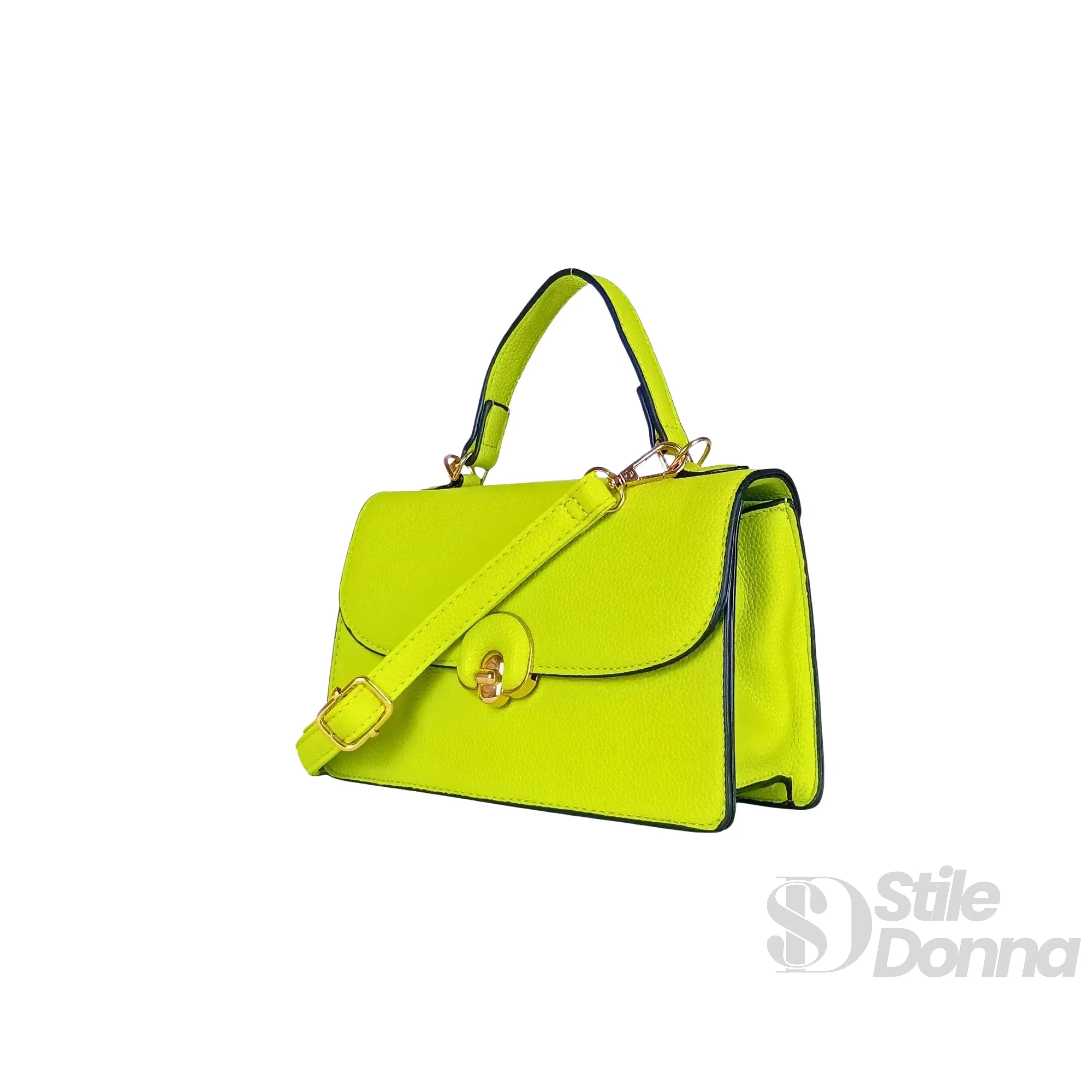Borsa Mini Elegante In SimilPelle Verde Da Donna Con Dettagli Oro E Manico Corto