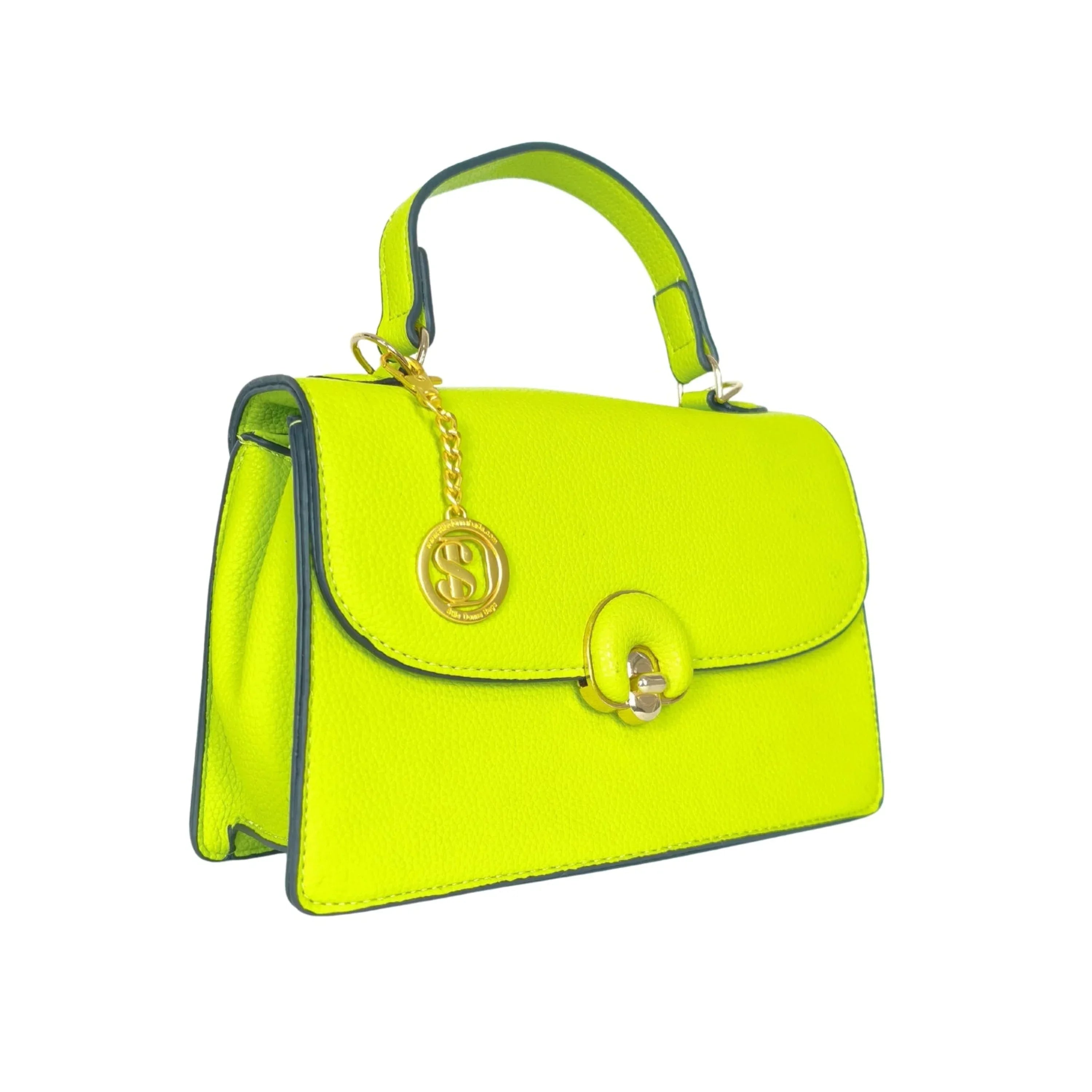 Borsa Mini Elegante In SimilPelle Verde Da Donna Con Dettagli Oro E Manico Corto
