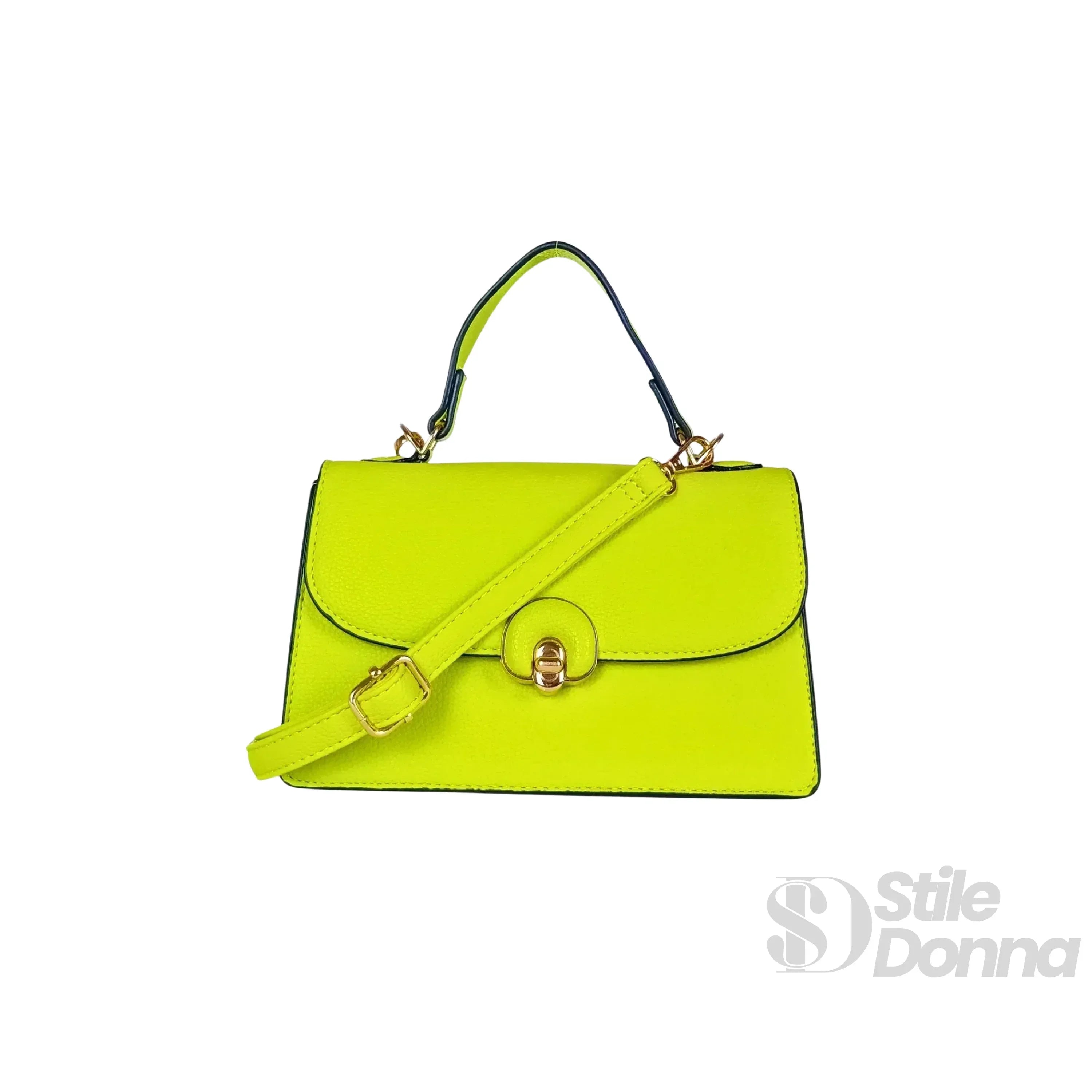 Borsa Mini Elegante In SimilPelle Verde Da Donna Con Dettagli Oro E Manico Corto